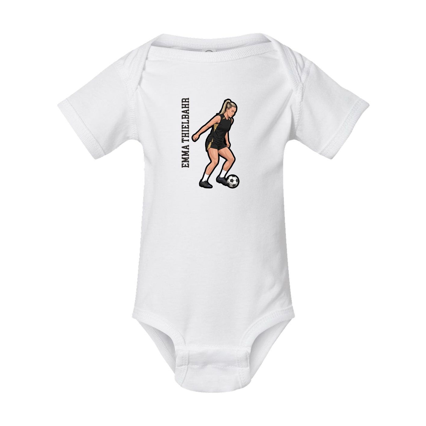 Baby Onesie — Name Vertical in White