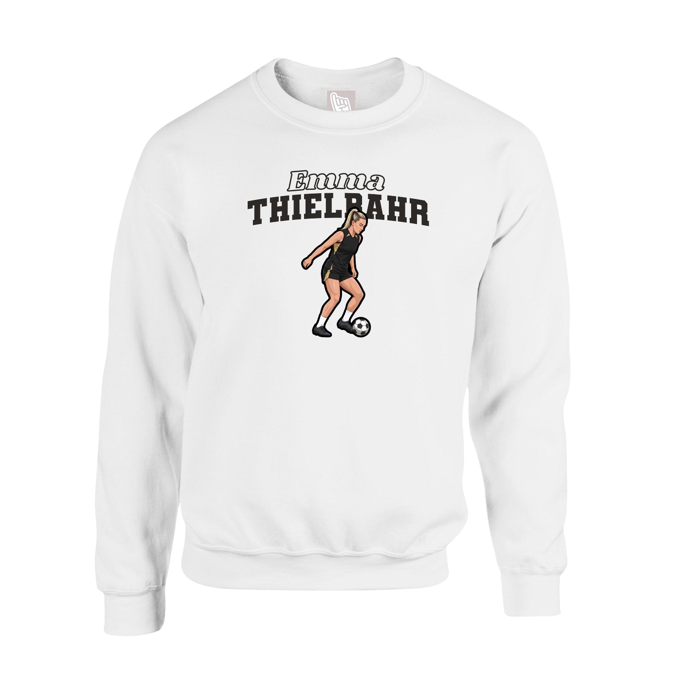 Fleece Crew — Name Arch in White