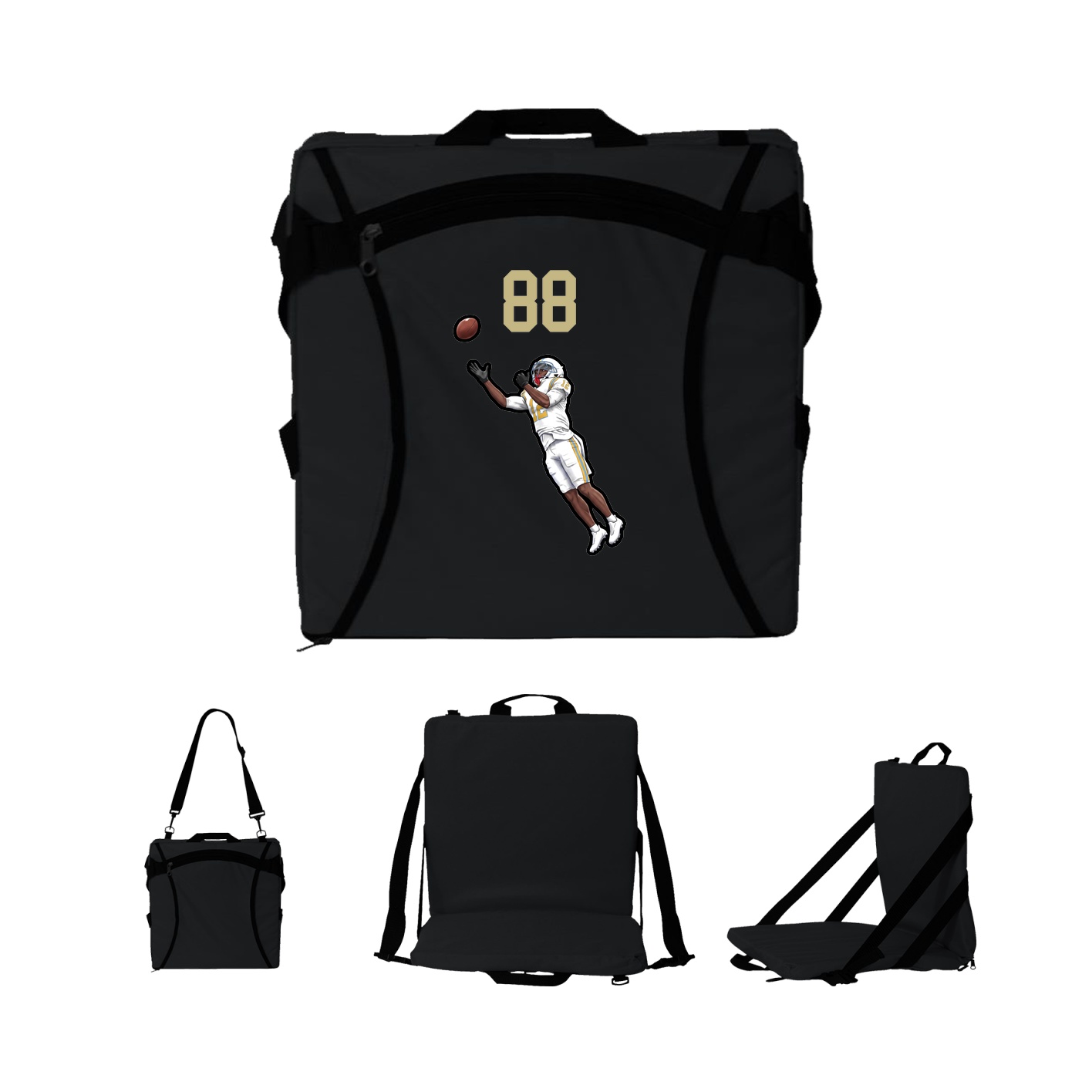 Folding Stadium Seat — Number Top in Black
