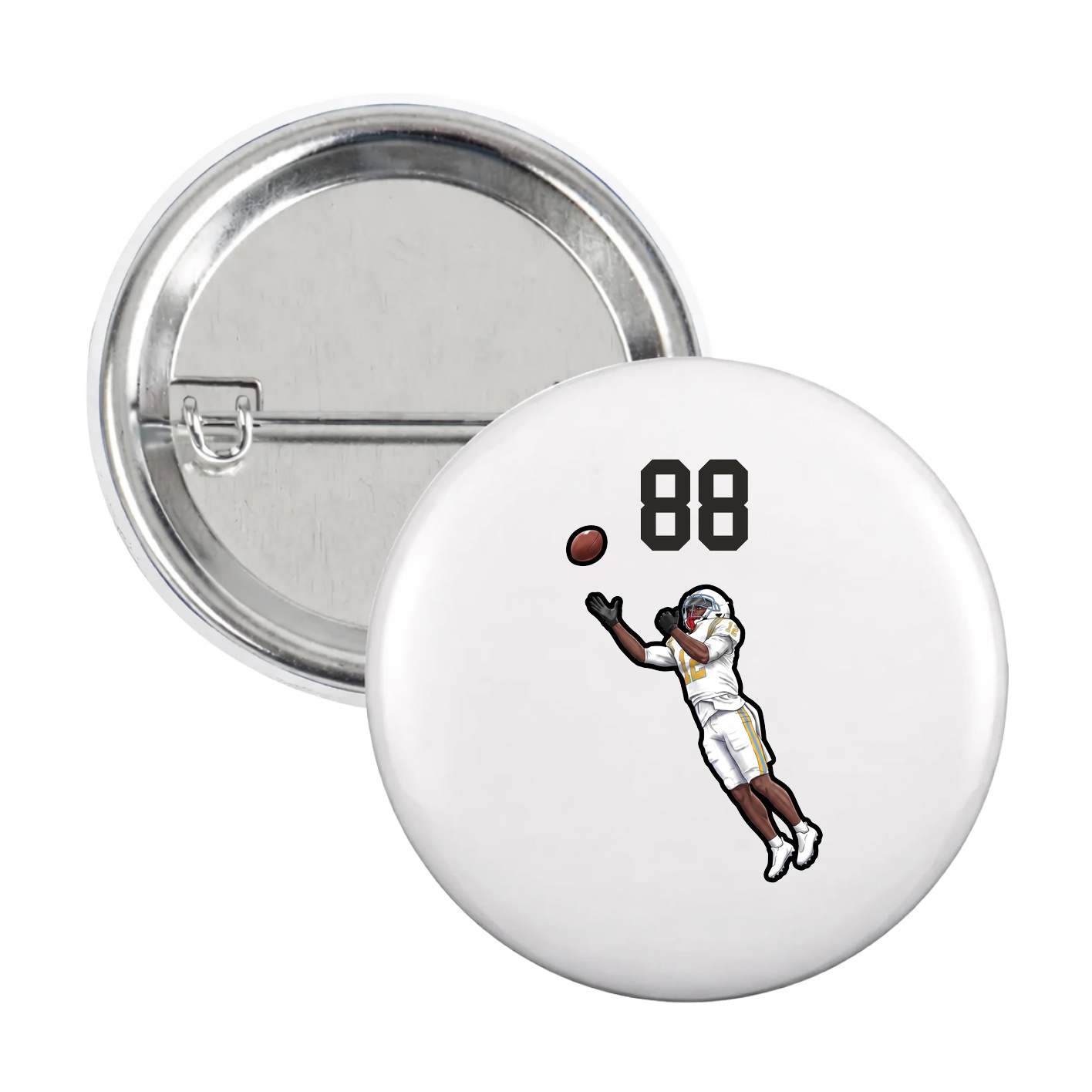Game Day Button — Number Top in White
