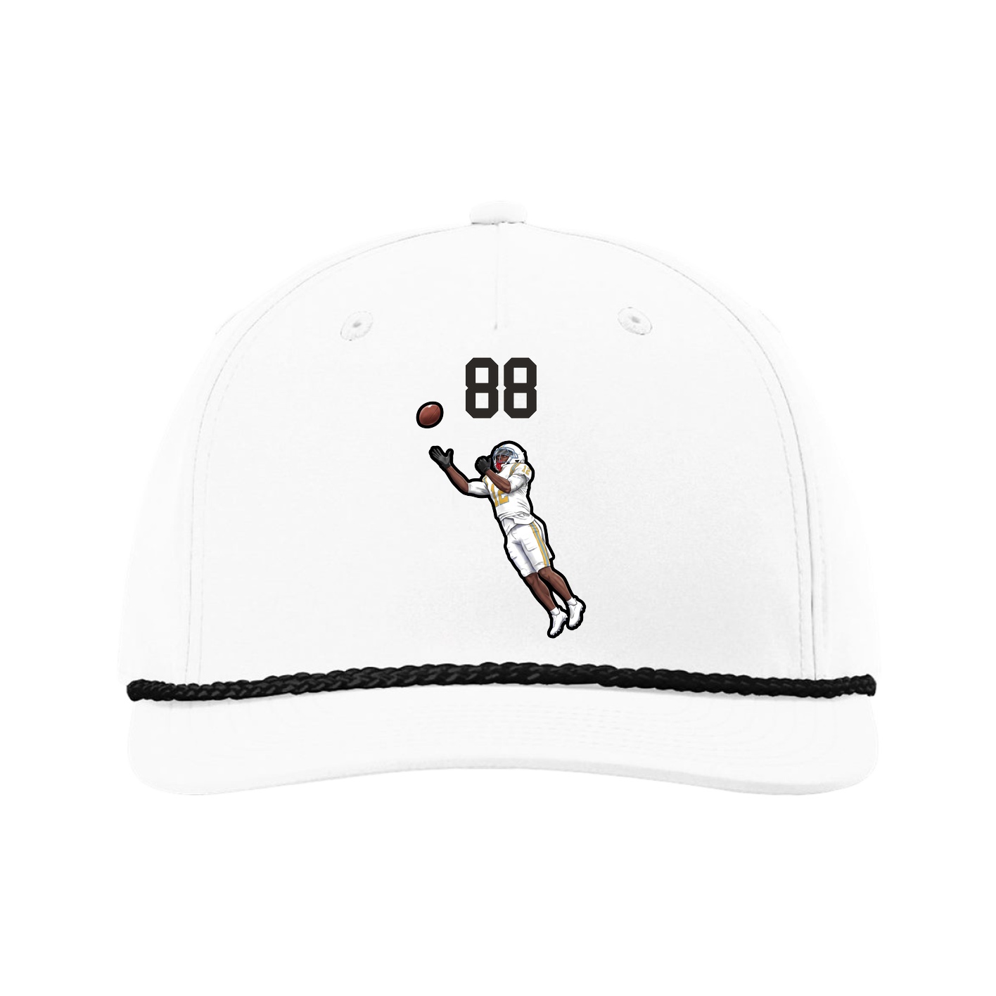 Five-Panel Classic Rope Cap — Number Top in White