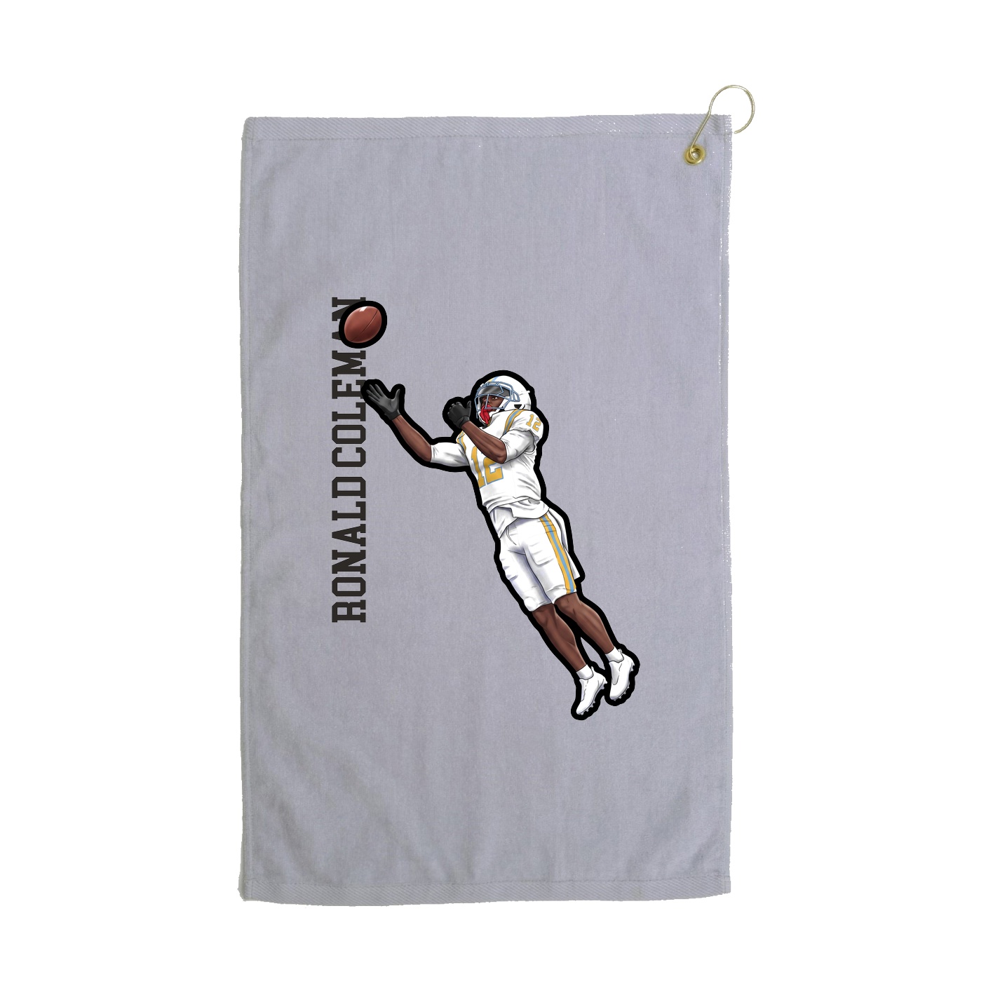 Golf Towel — Name Vertical in Grey