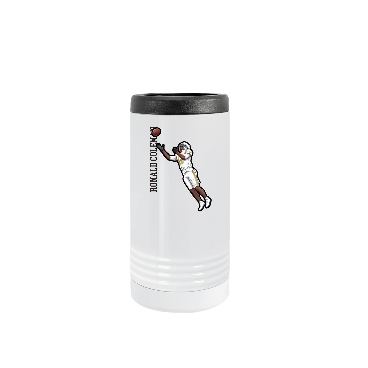 Slim Beverage Holder — Name Vertical in White