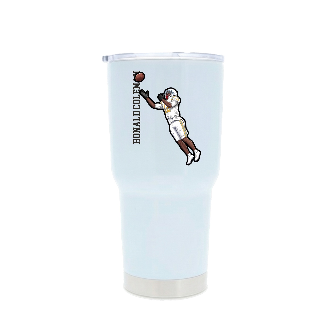 30oz Stainless Steel Tumbler — Name Vertical in White