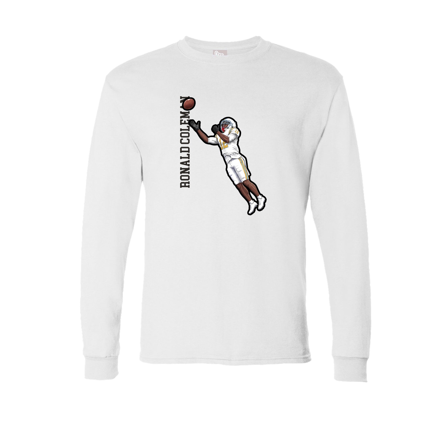 Long Sleeve Tee — Name Vertical in White