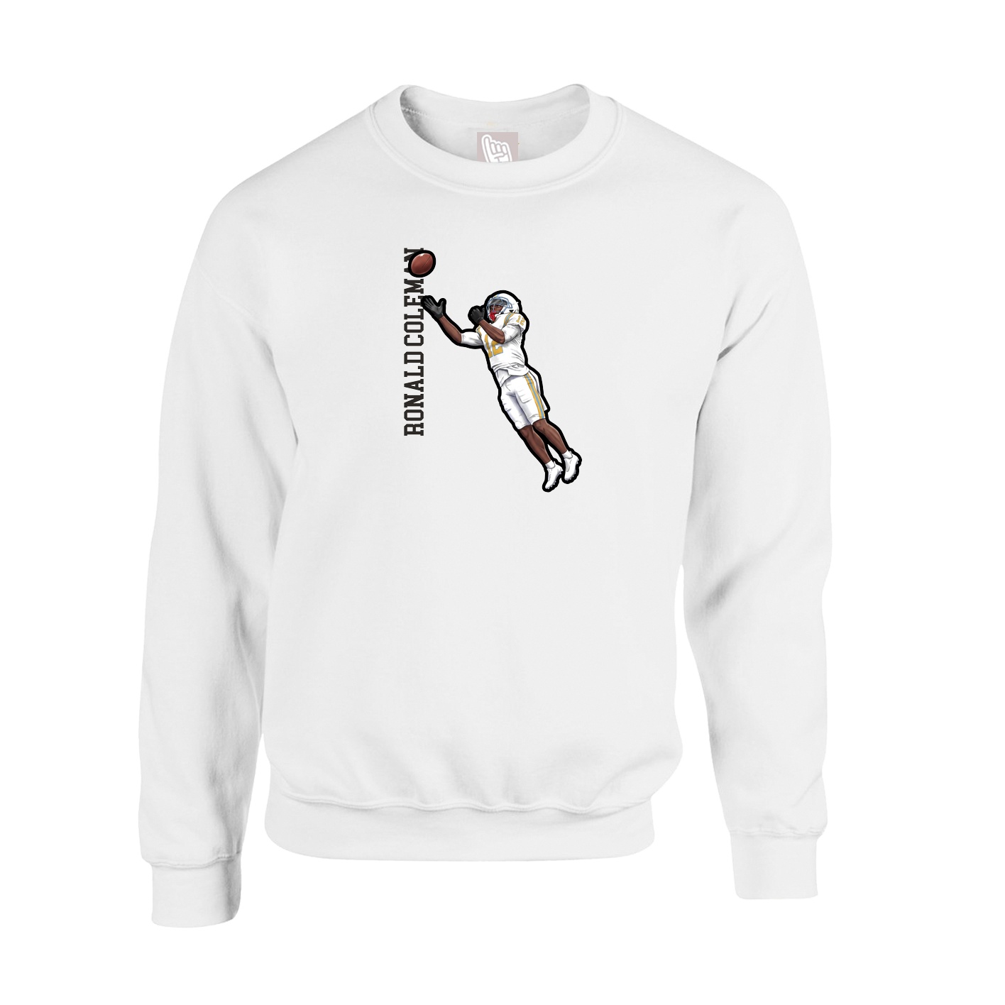 Fleece Crew — Name Vertical in White