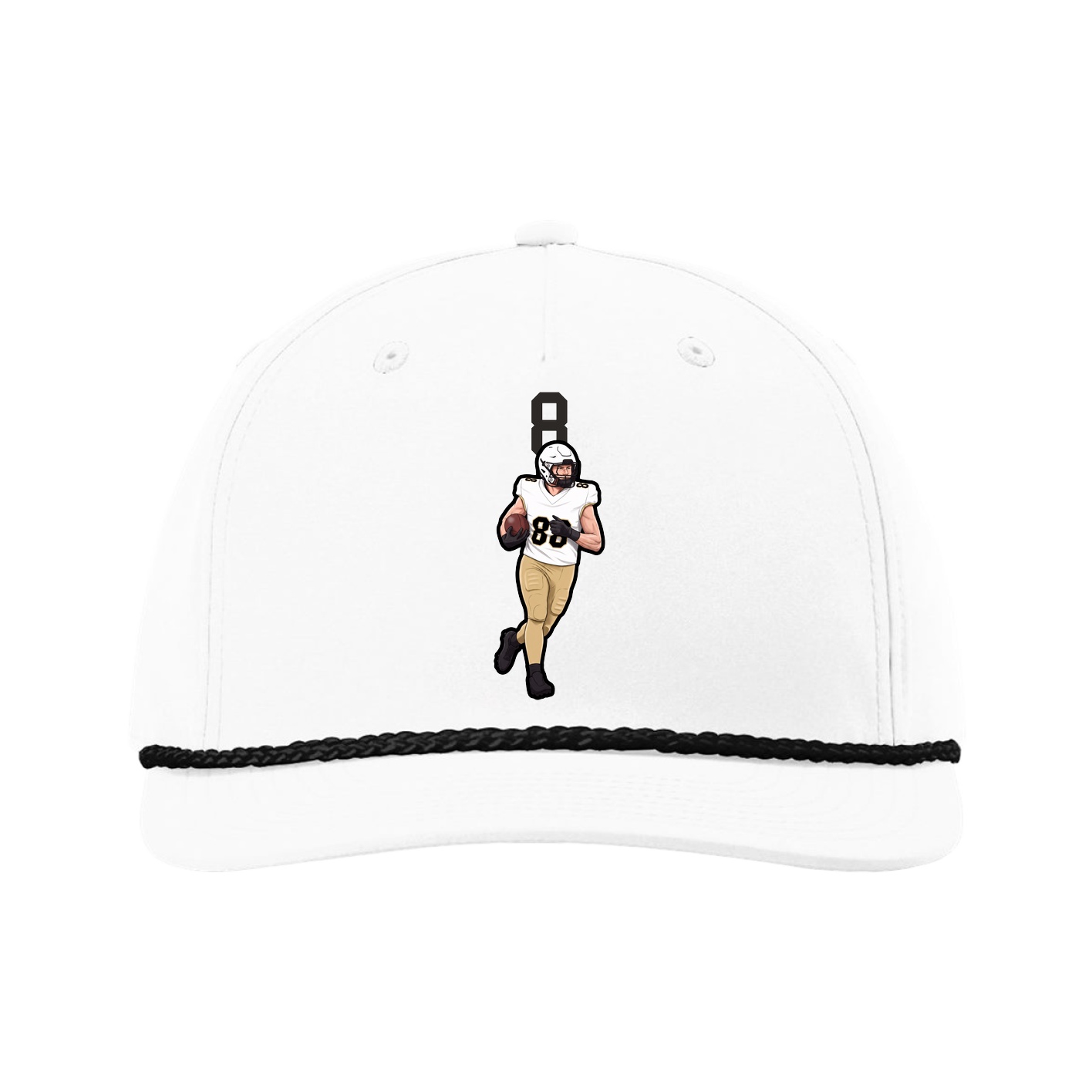 Five-Panel Classic Rope Cap — Number Top in White