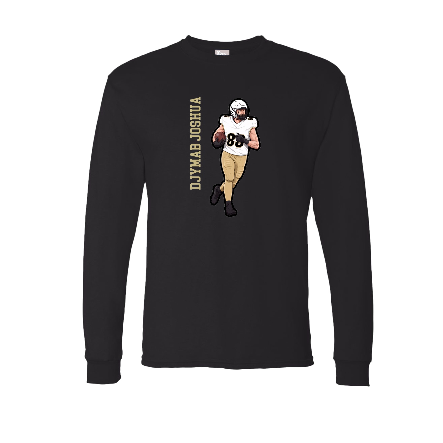 Long Sleeve Tee — Name Vertical in Black