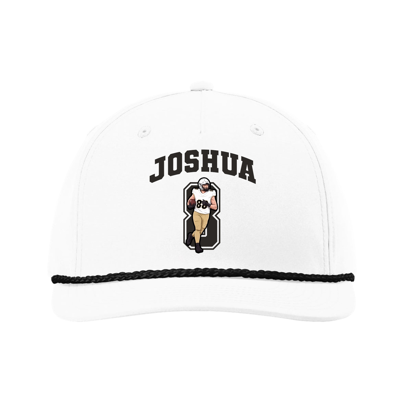 Five-Panel Classic Rope Cap — Number in White