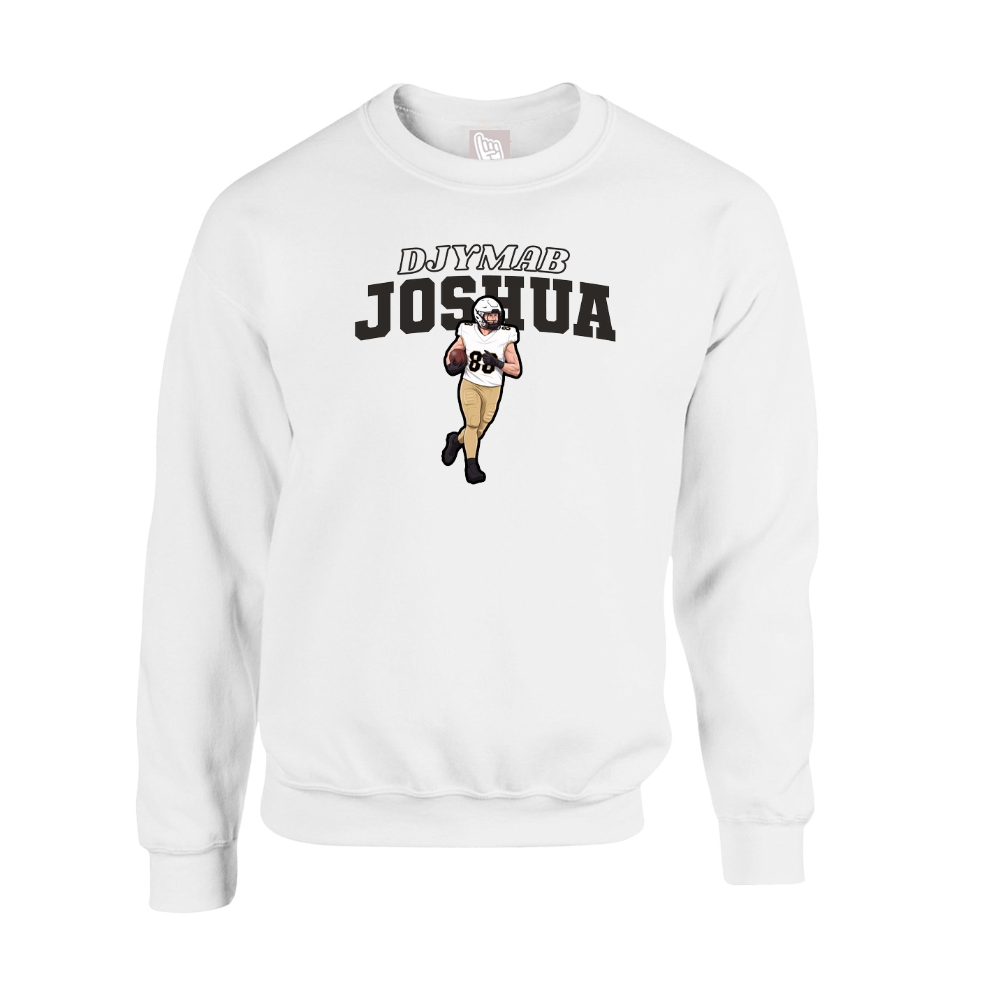 Fleece Crew — Name Arch in White