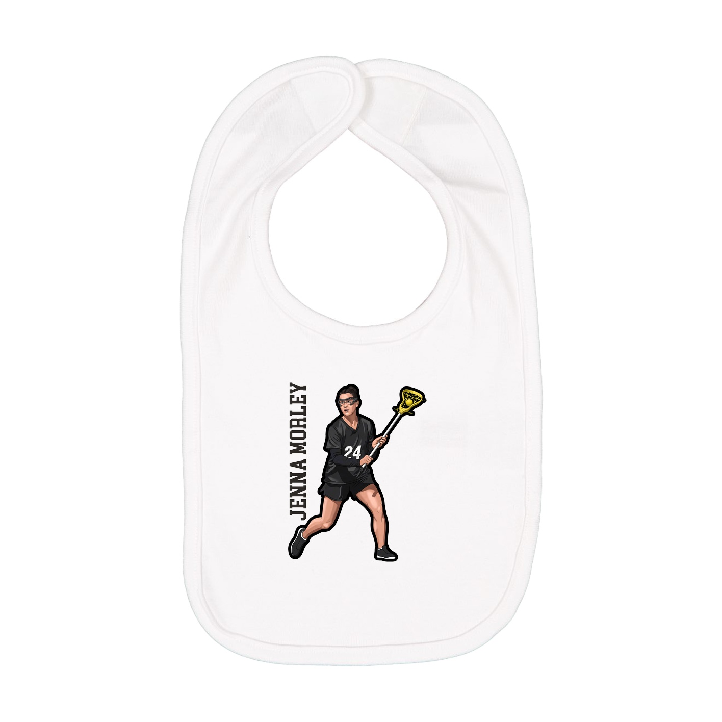 Infant Bib — Name Vertical in White