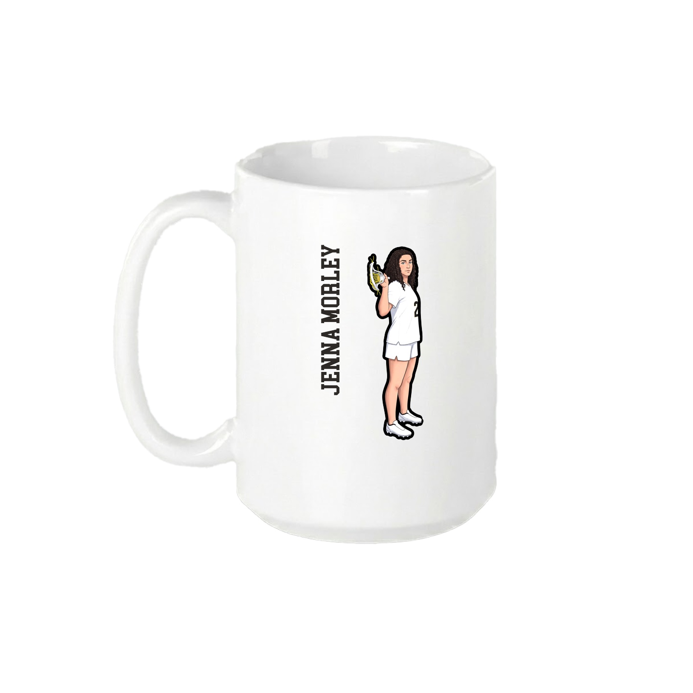 15oz Coffee Mug — Name Vertical in White