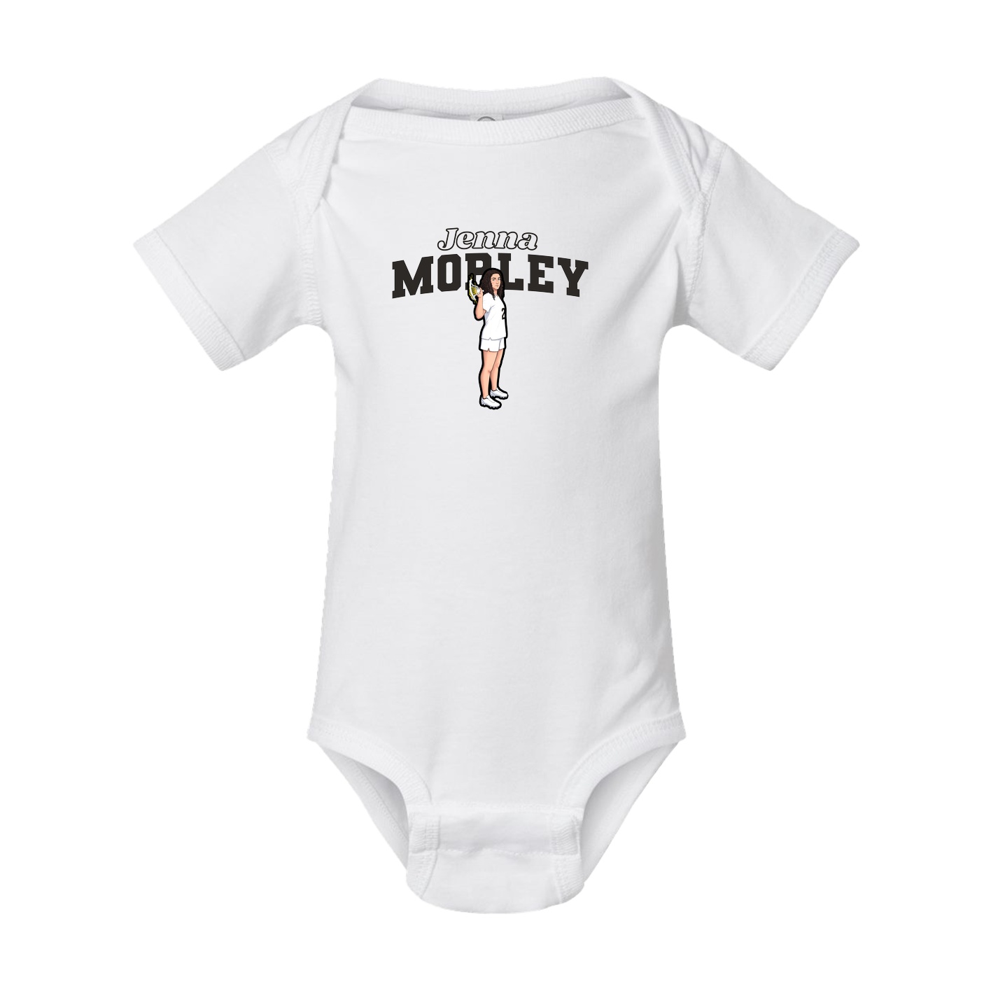 Baby Onesie — Name Arch in White