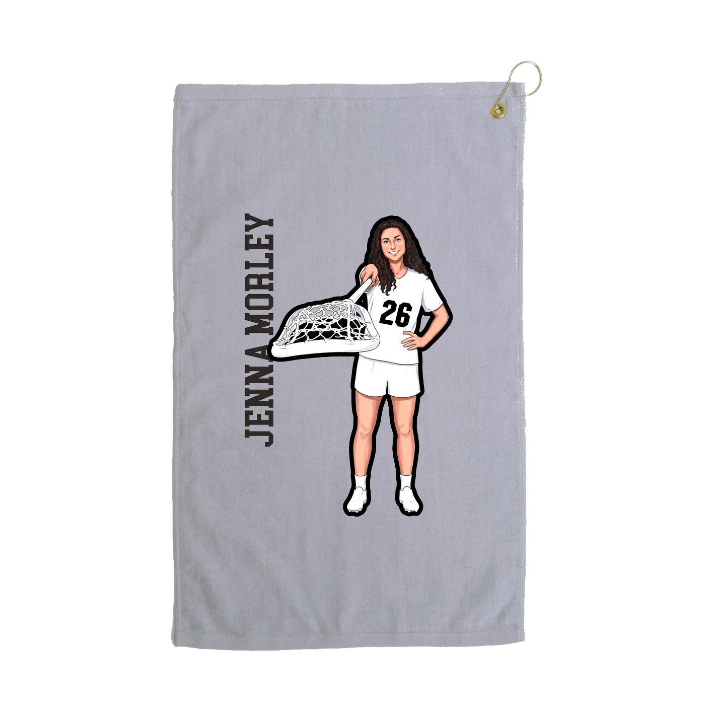 Golf Towel — Name Vertical in Grey