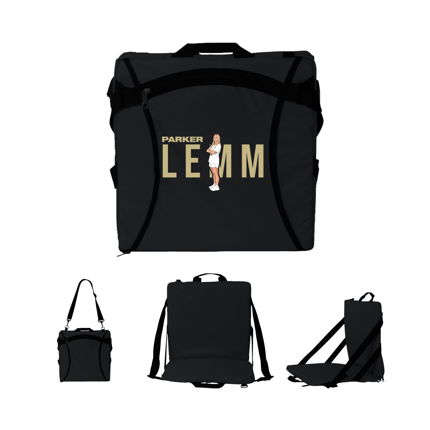 Folding Stadium Seat — Player Name in Black