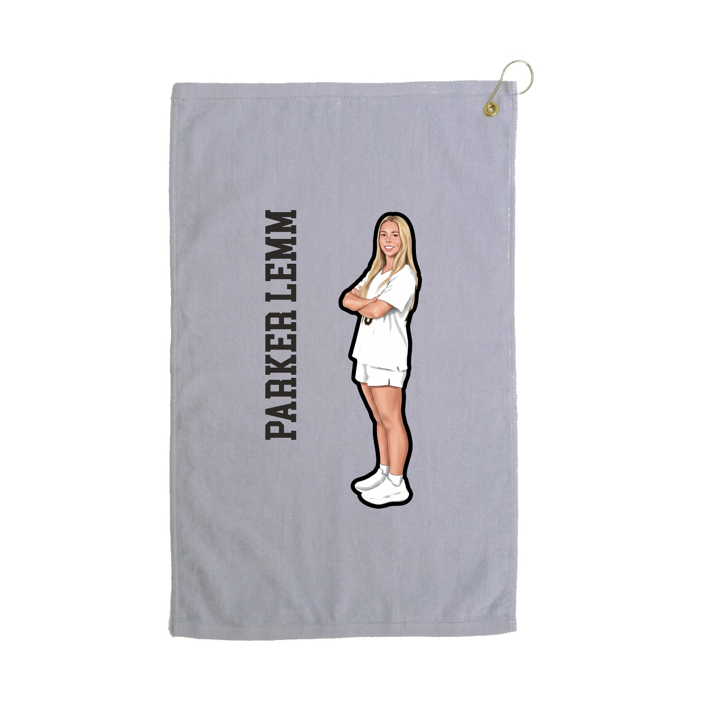 Golf Towel — Name Vertical in Grey