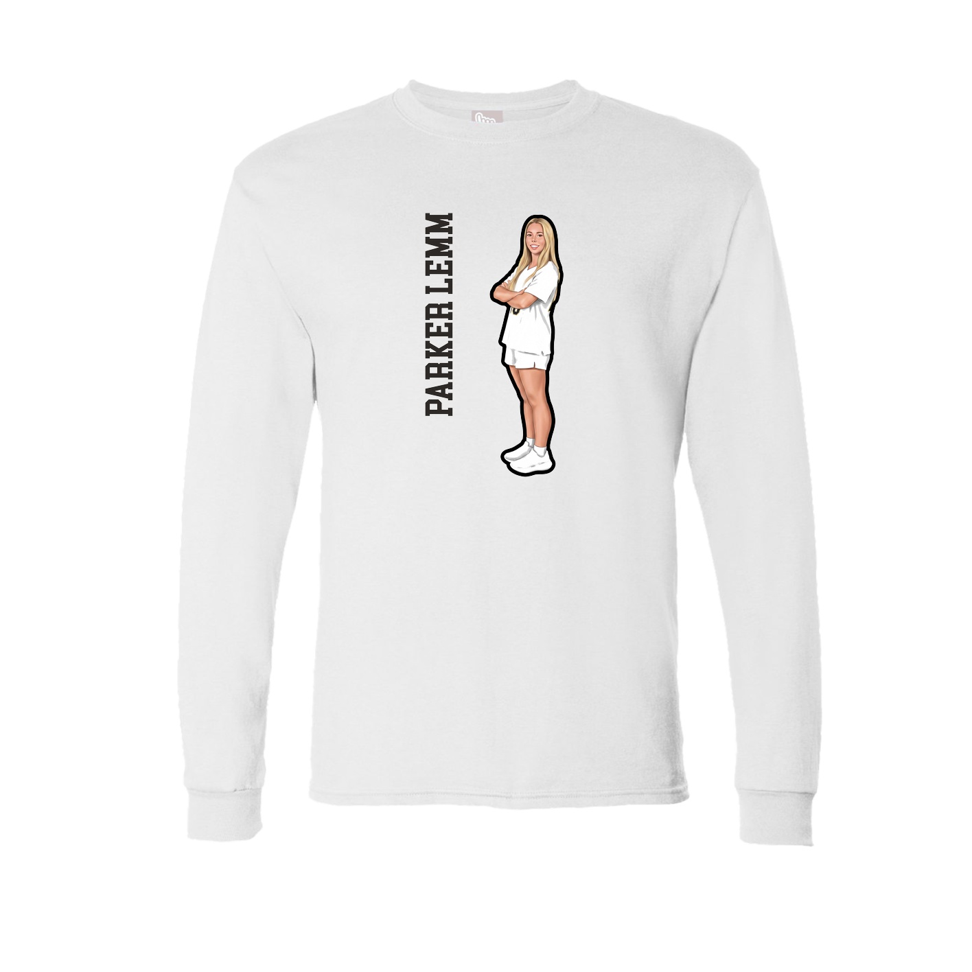 Long Sleeve Tee — Name Vertical in White