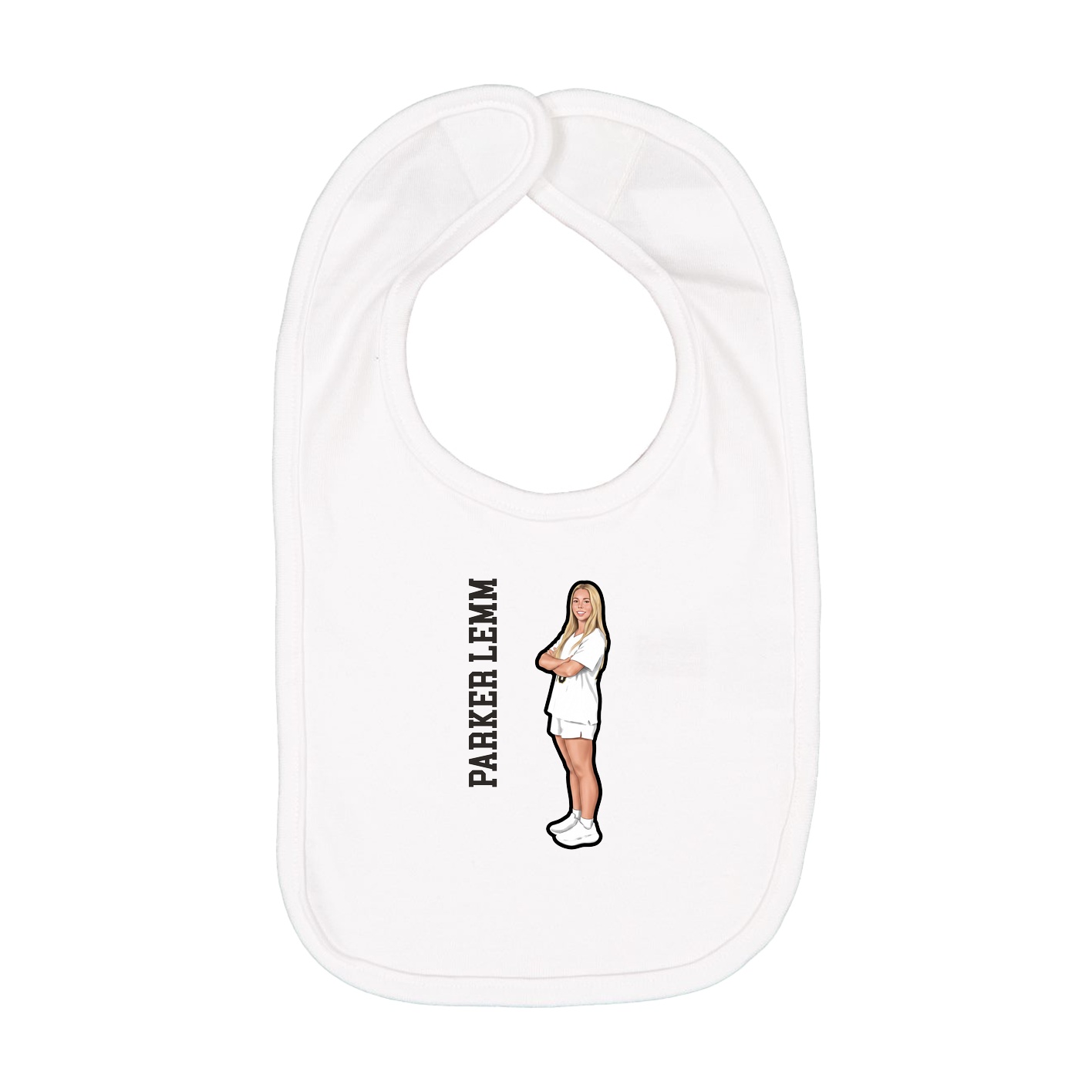 Infant Bib — Name Vertical in White