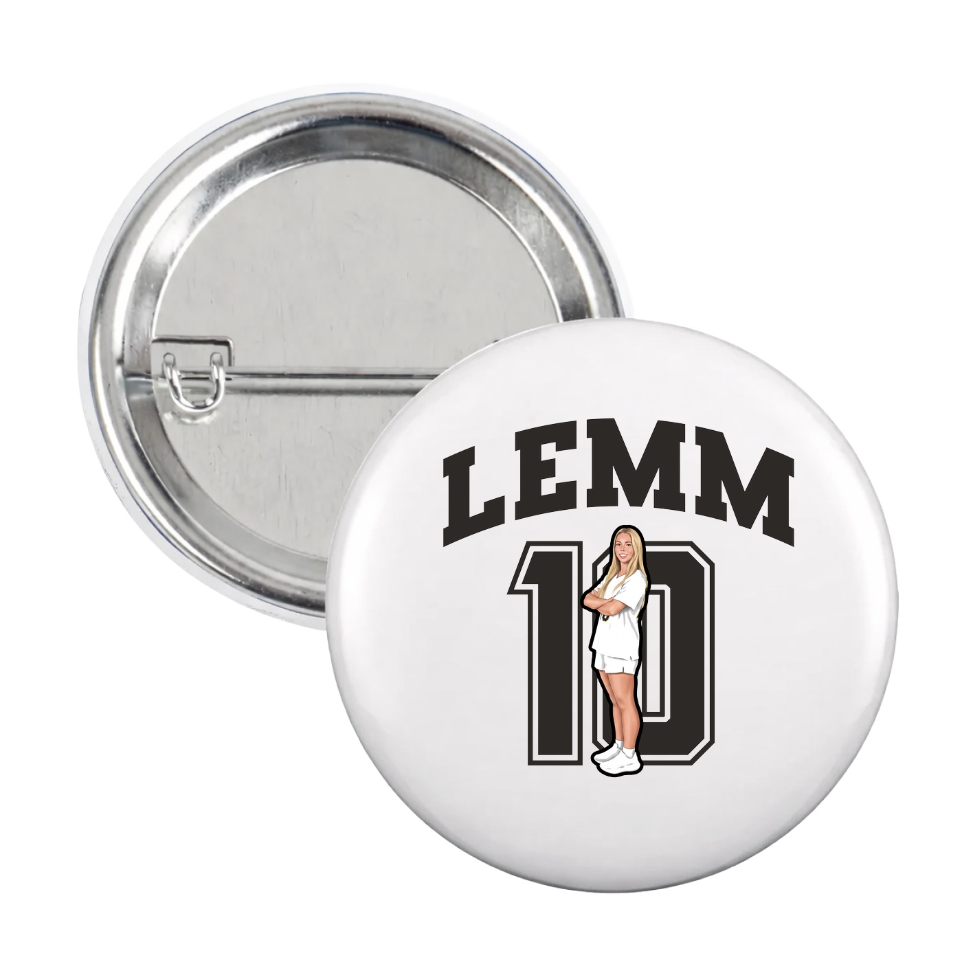Game Day Button — Number in White