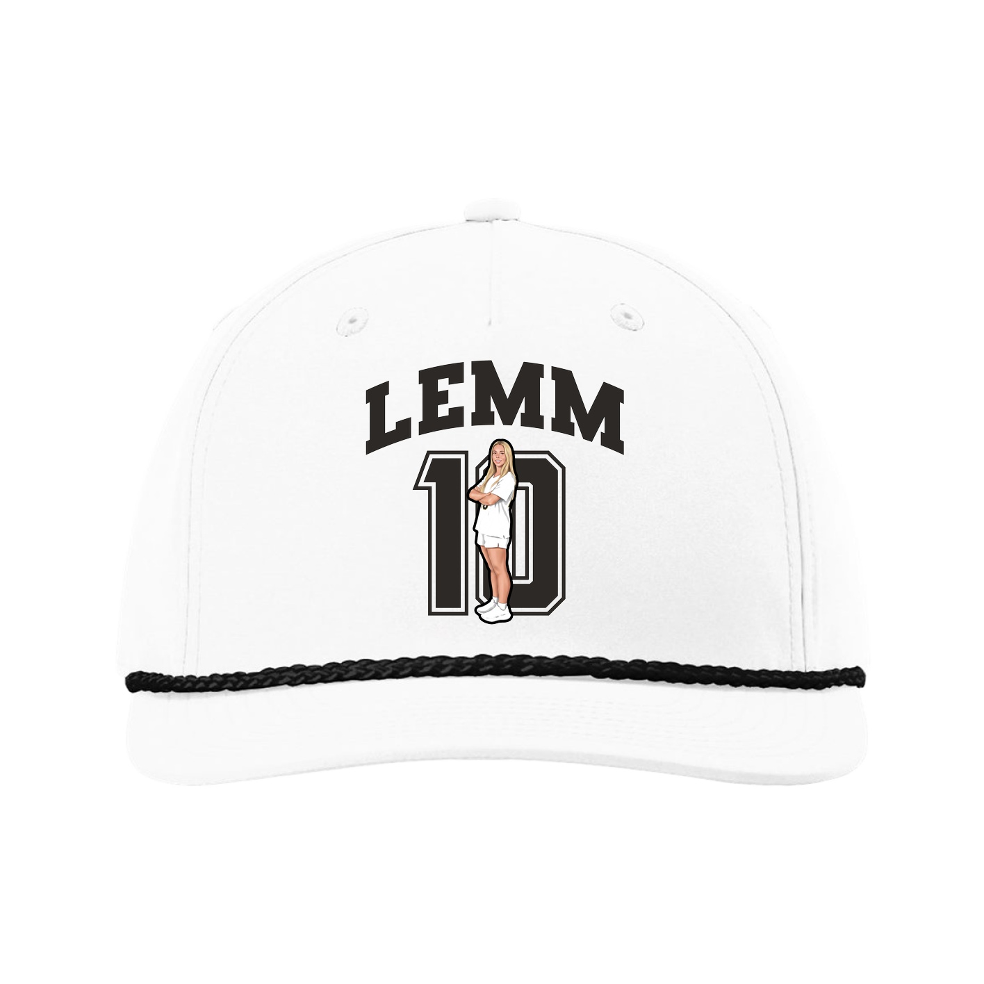 Five-Panel Classic Rope Cap — Number in White