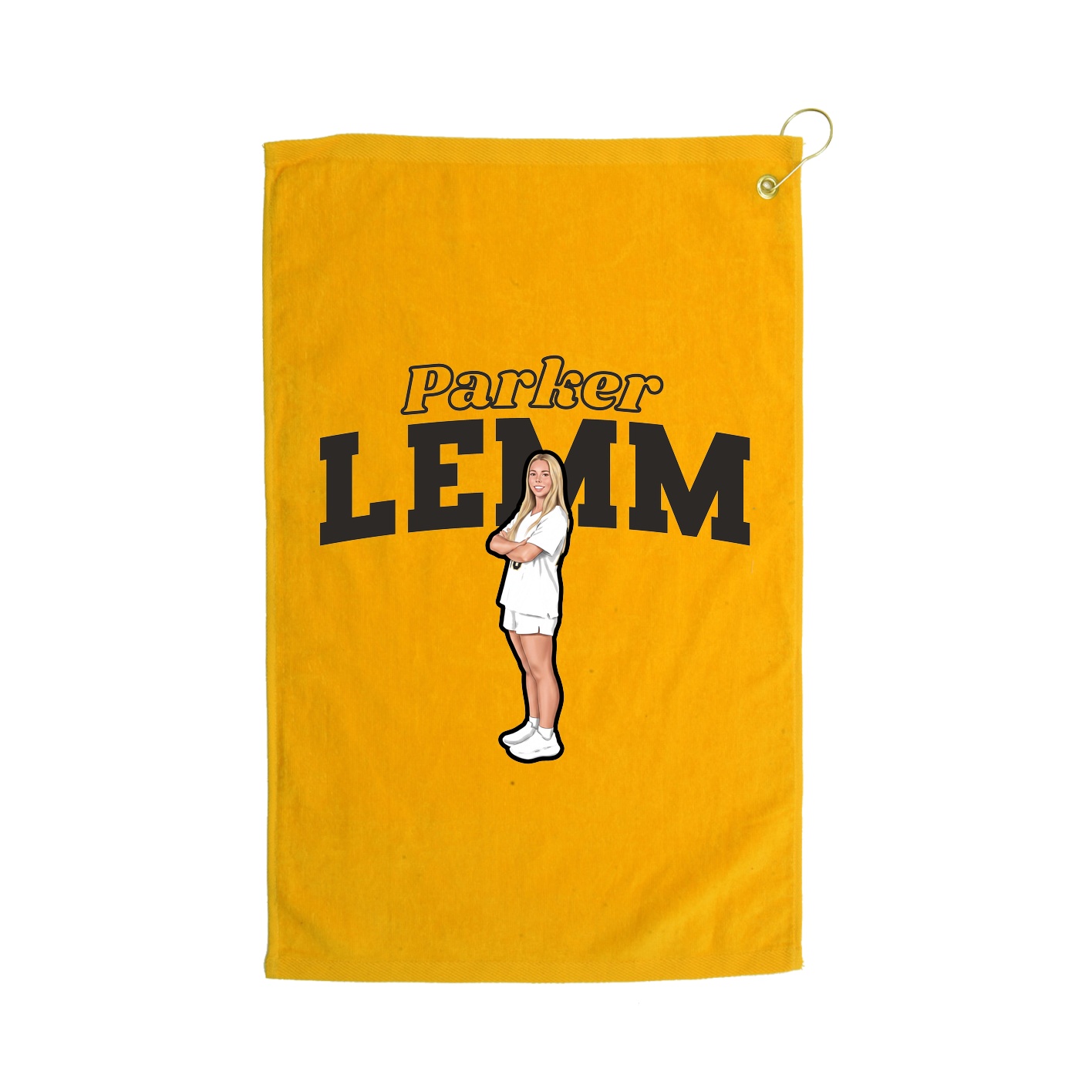 Golf Towel — Name Arch in Gold