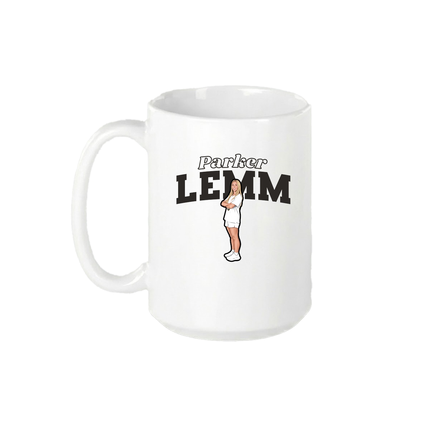 15oz Coffee Mug — Name Arch in White