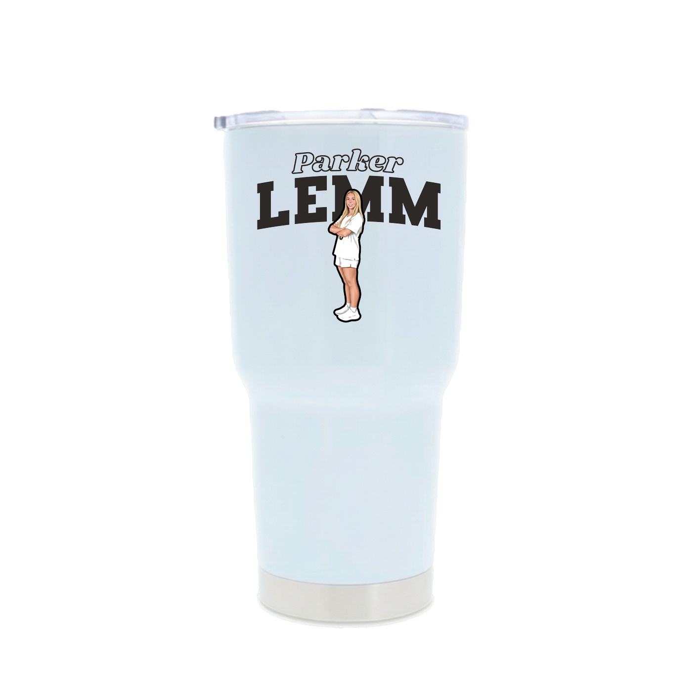 30oz Stainless Steel Tumbler — Name Arch in White