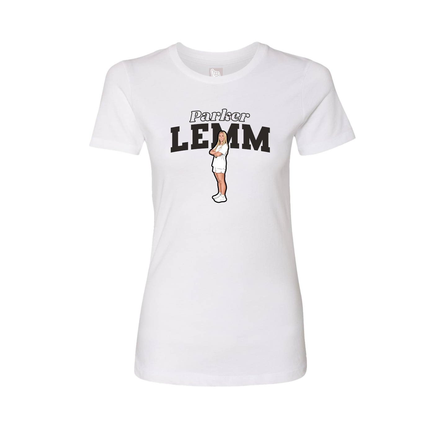 Fitted Women's Tee — Name Arch in White