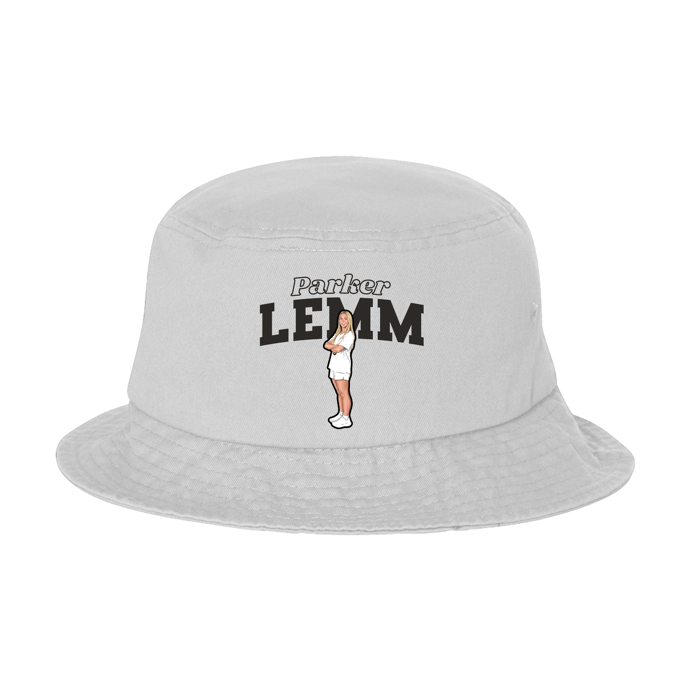 Bucket Cap — Name Arch in White