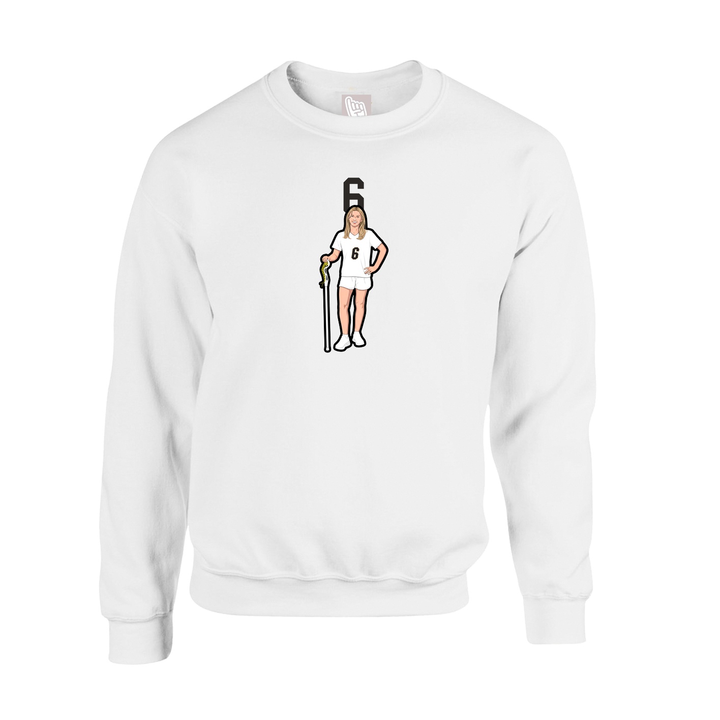 Fleece Crew — Number Top in White