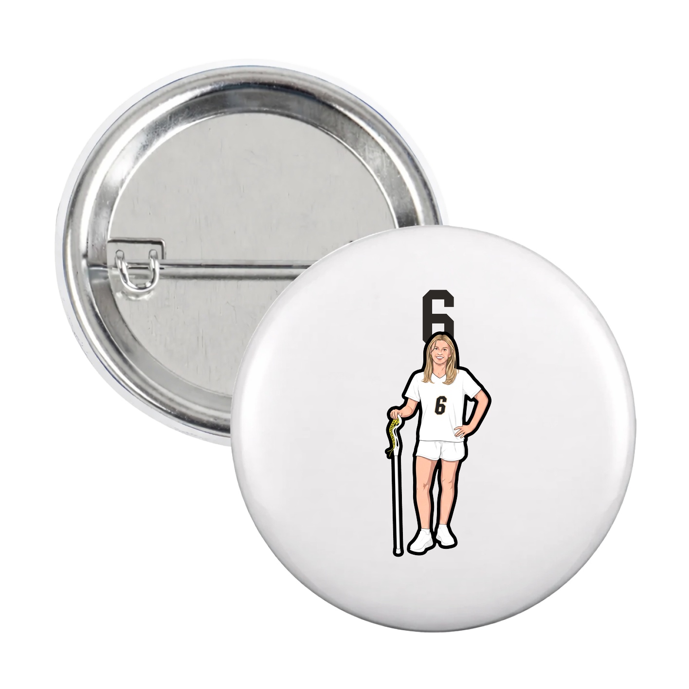 Game Day Button — Number Top in White