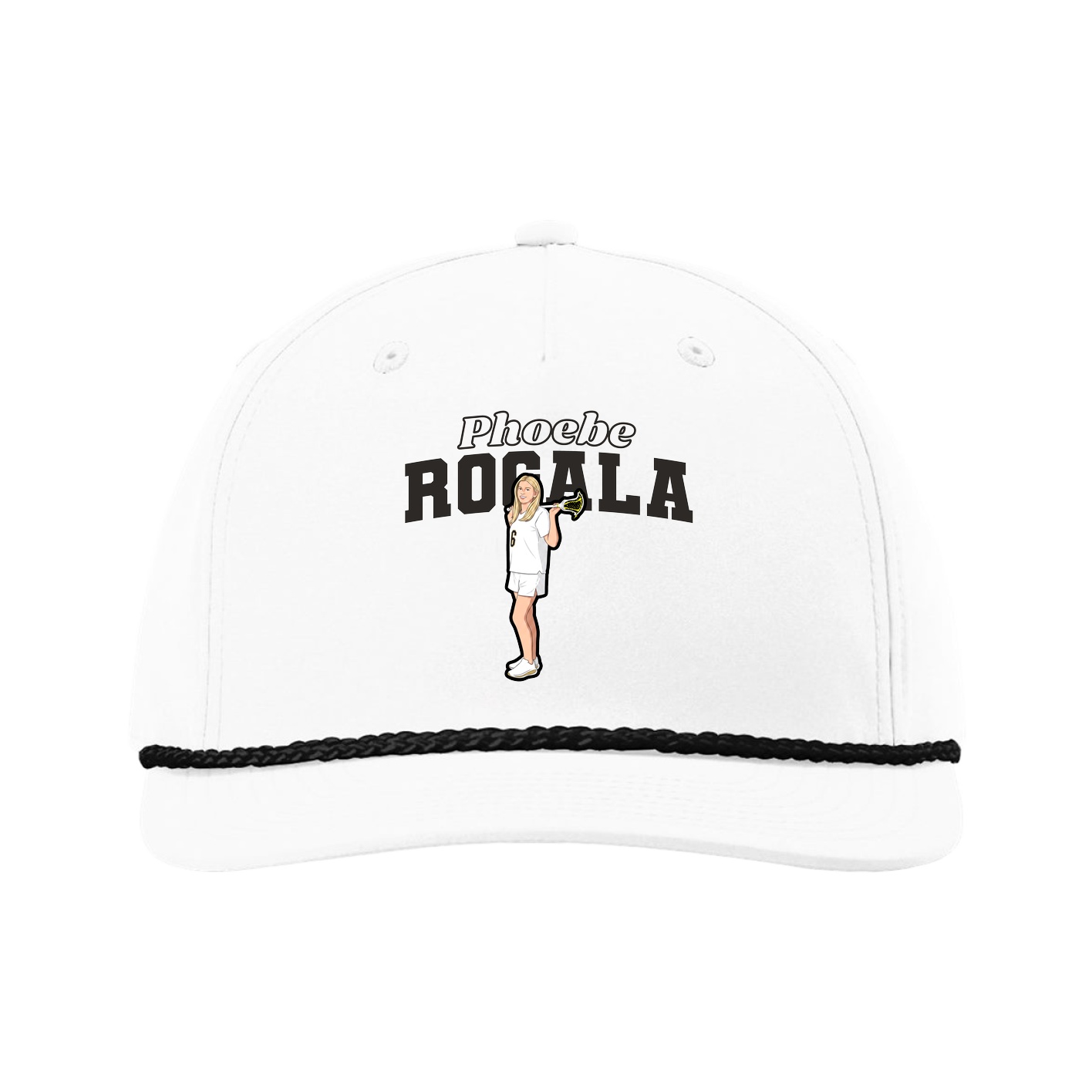 Five-Panel Classic Rope Cap — Name Arch in White