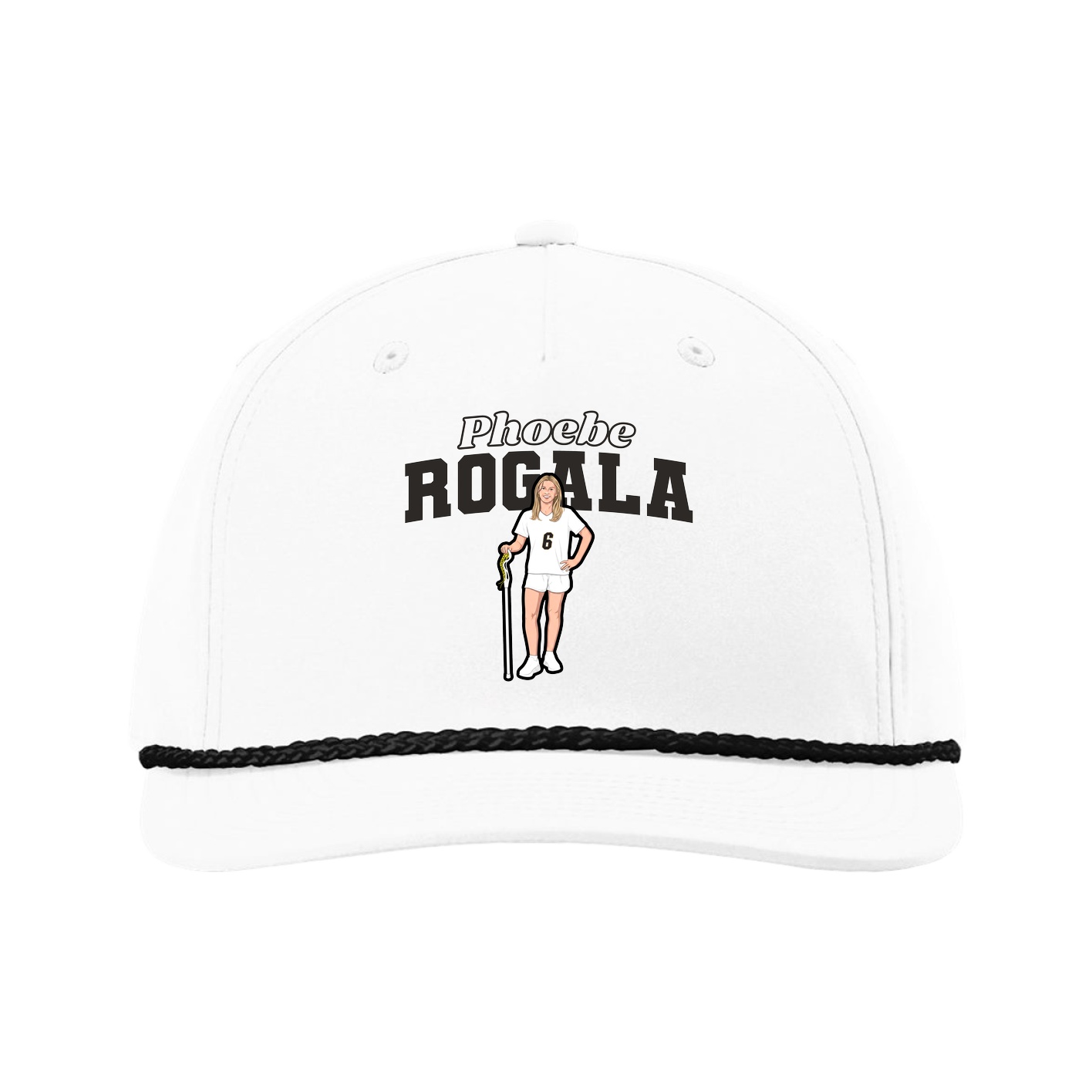 Five-Panel Classic Rope Cap — Name Arch in White