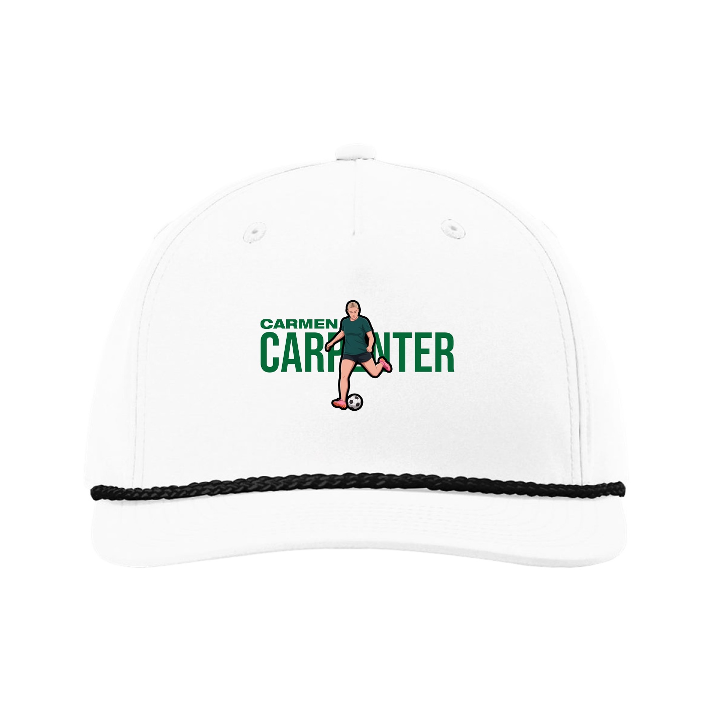 Five-Panel Classic Rope Cap — Player Name in White