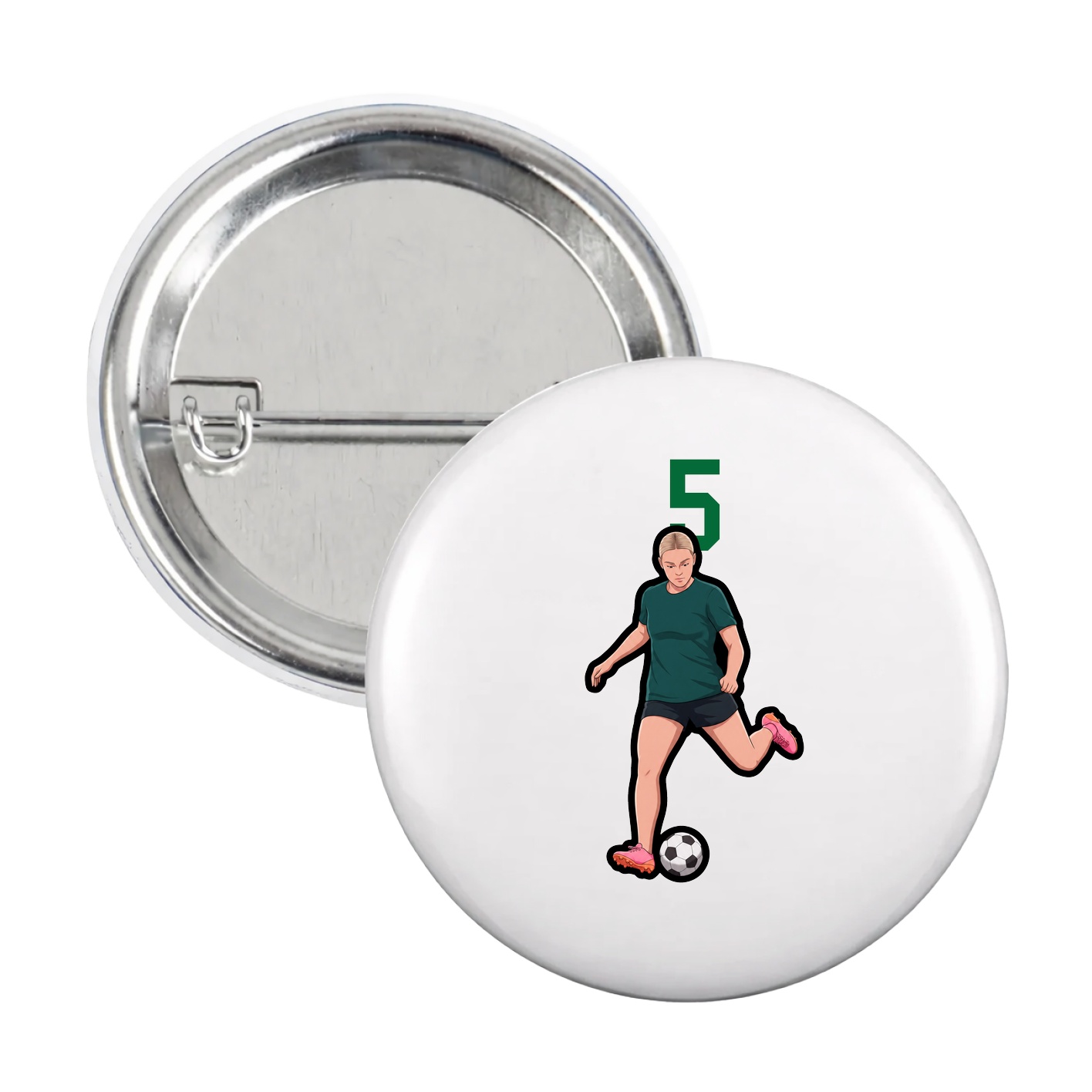 Game Day Button — Number Top in White