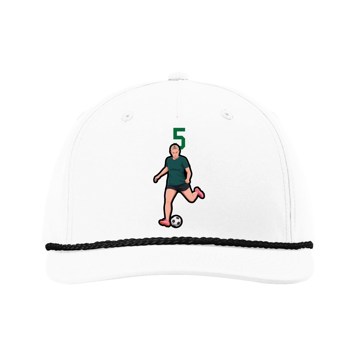 Five-Panel Classic Rope Cap — Number Top in White