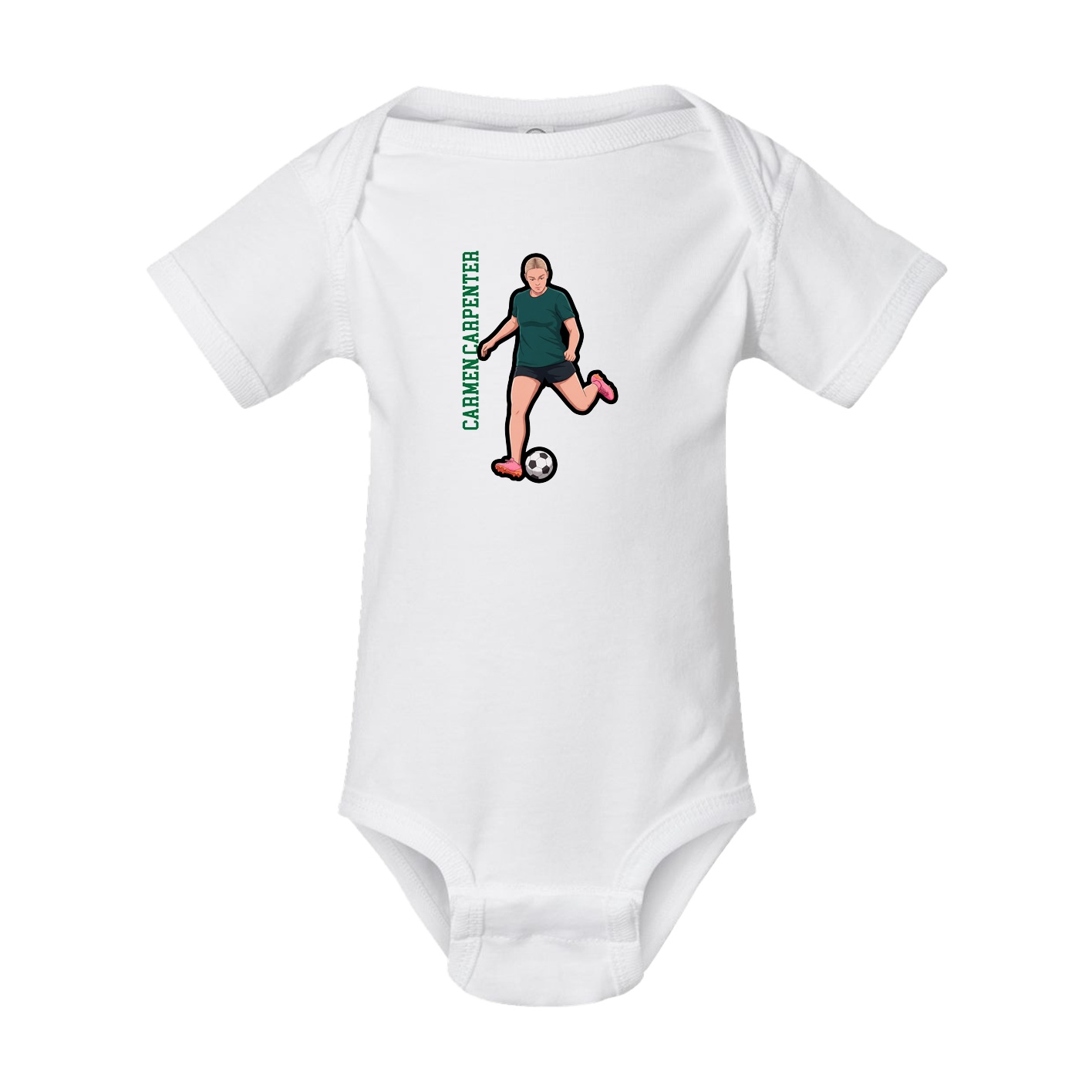 Baby Onesie — Name Vertical in White