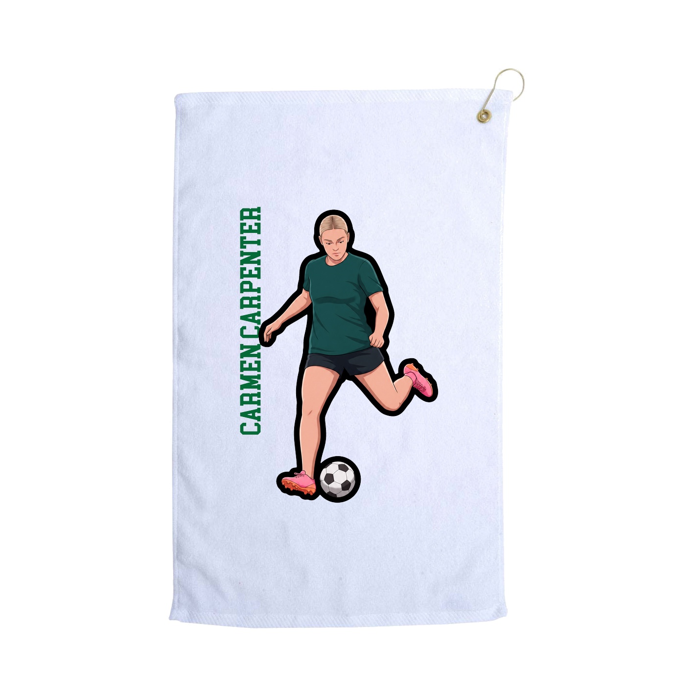 Golf Towel — Name Vertical in White