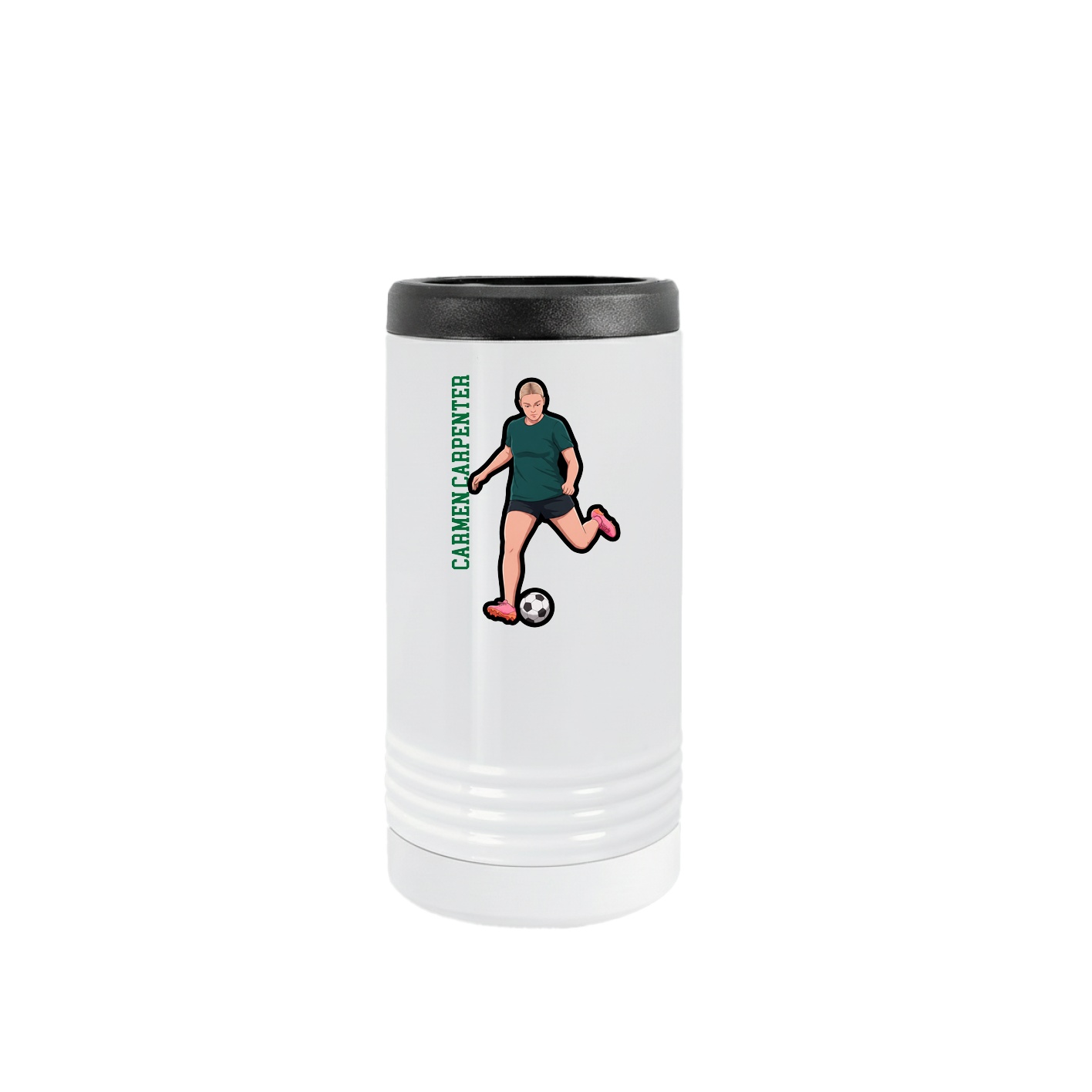 Slim Beverage Holder — Name Vertical in White