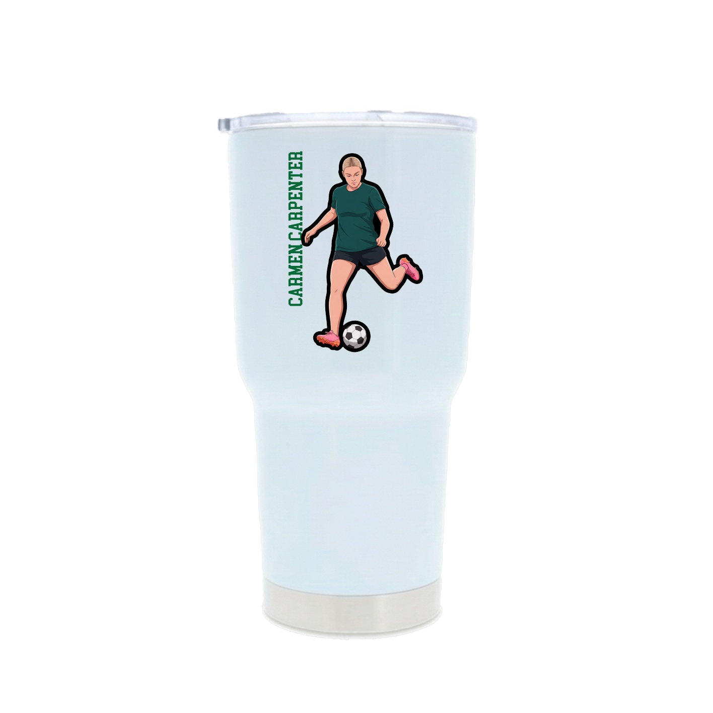 30oz Stainless Steel Tumbler — Name Vertical in White
