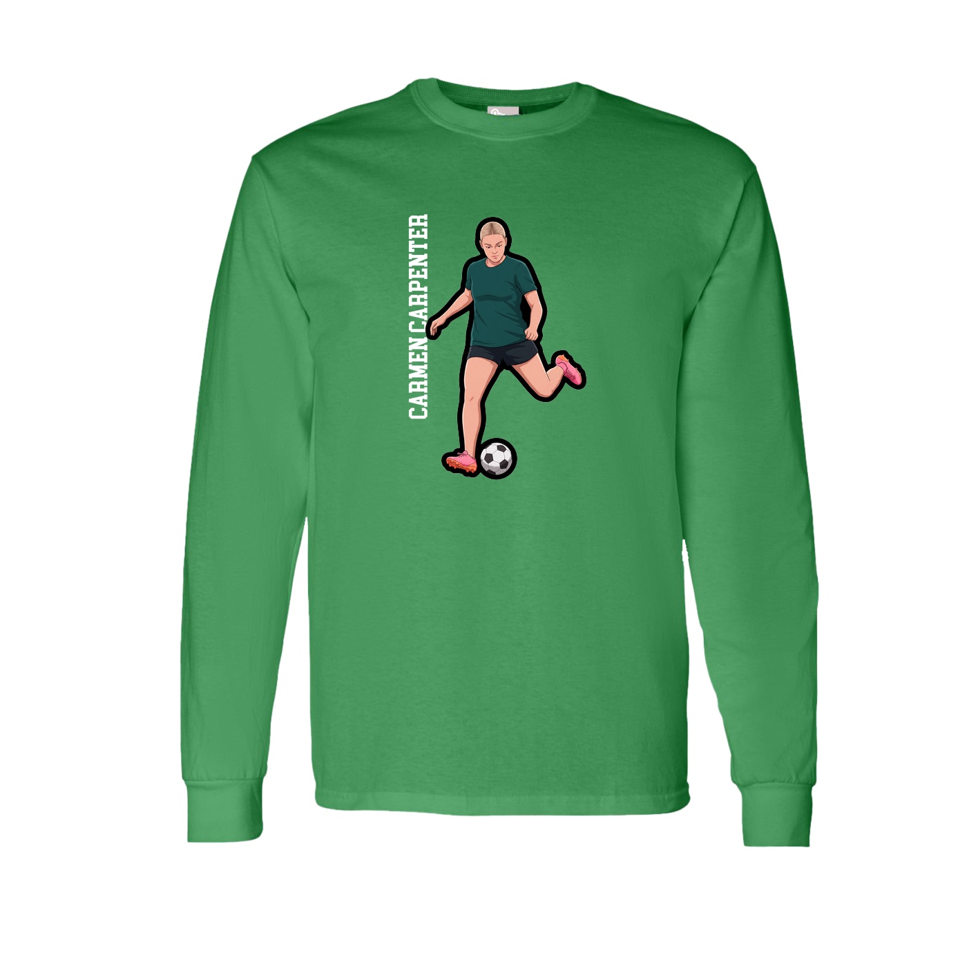 Long Sleeve Tee — Name Vertical in Green