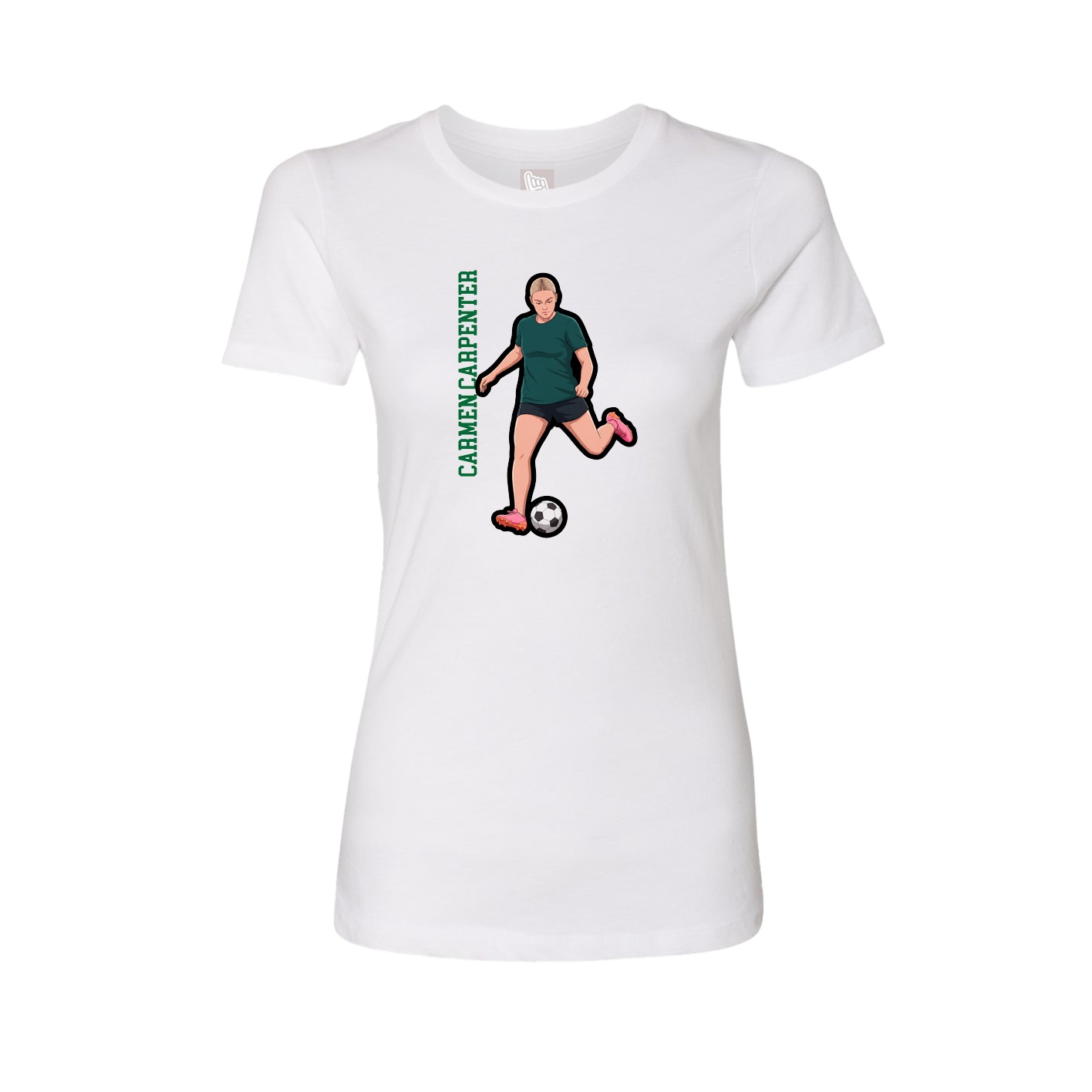 Womens Tee — Name Vertical in White