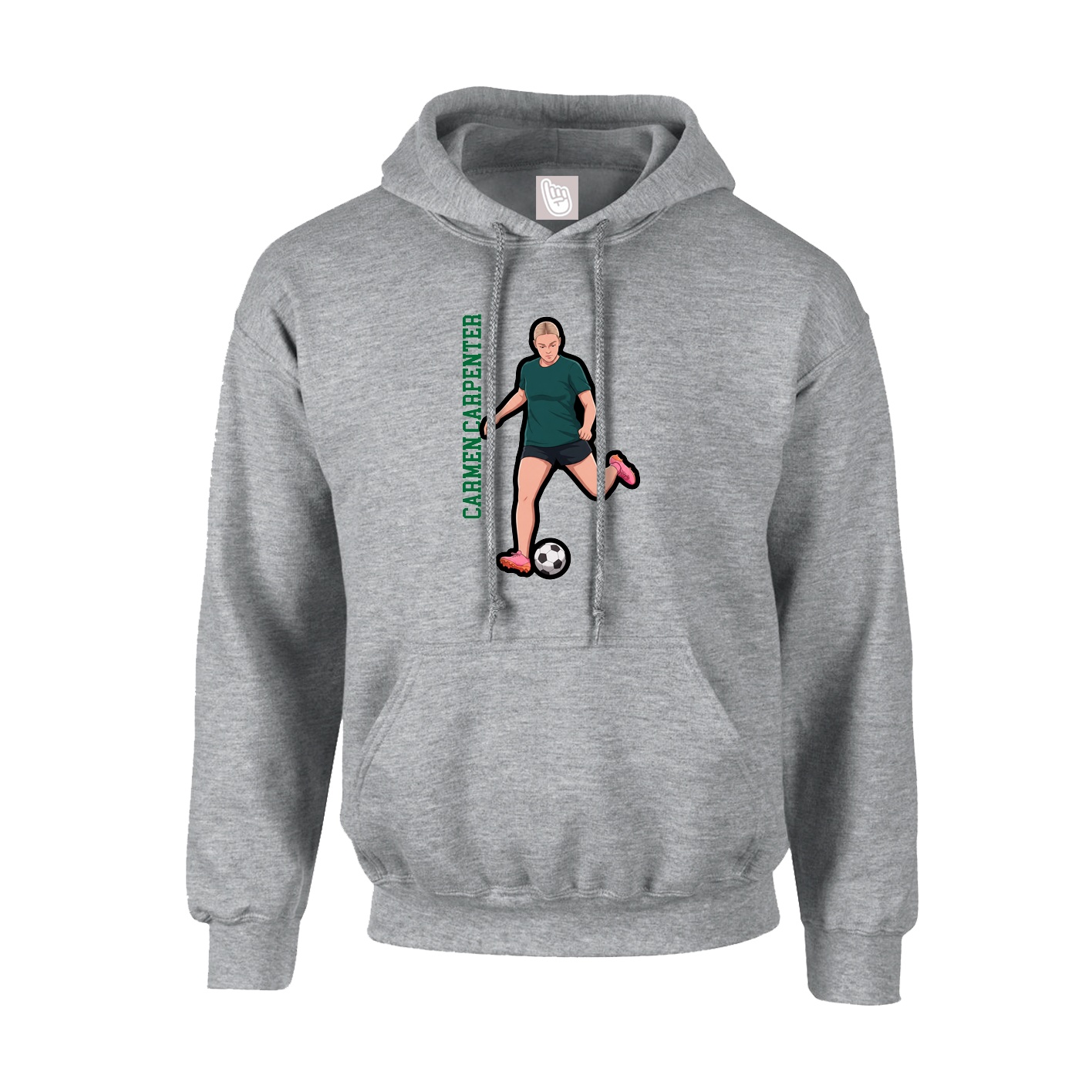 Hoodie — Name Vertical in Grey