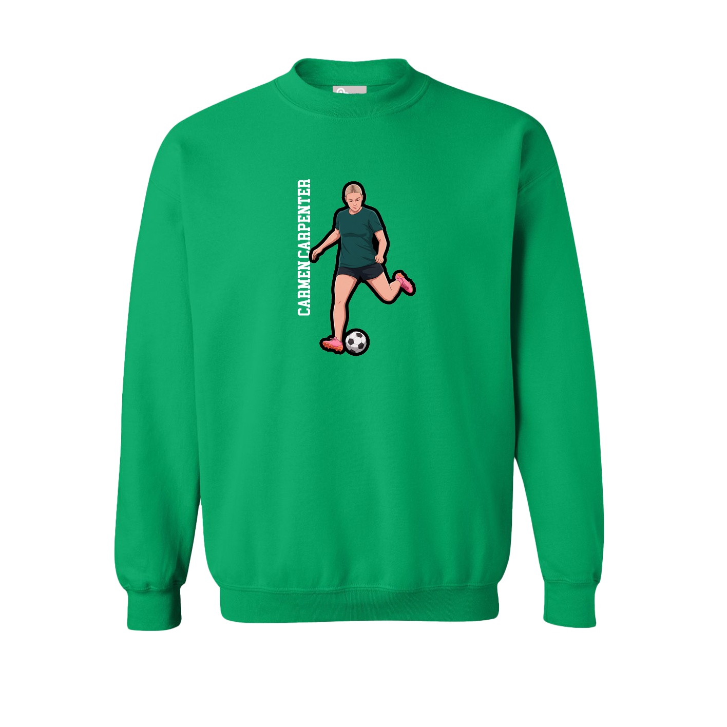 Fleece Crew — Name Vertical in Green