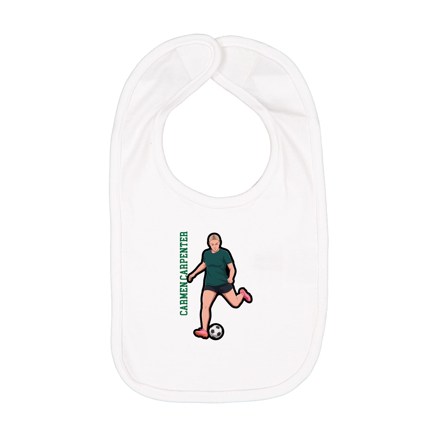 Infant Bib — Name Vertical in White