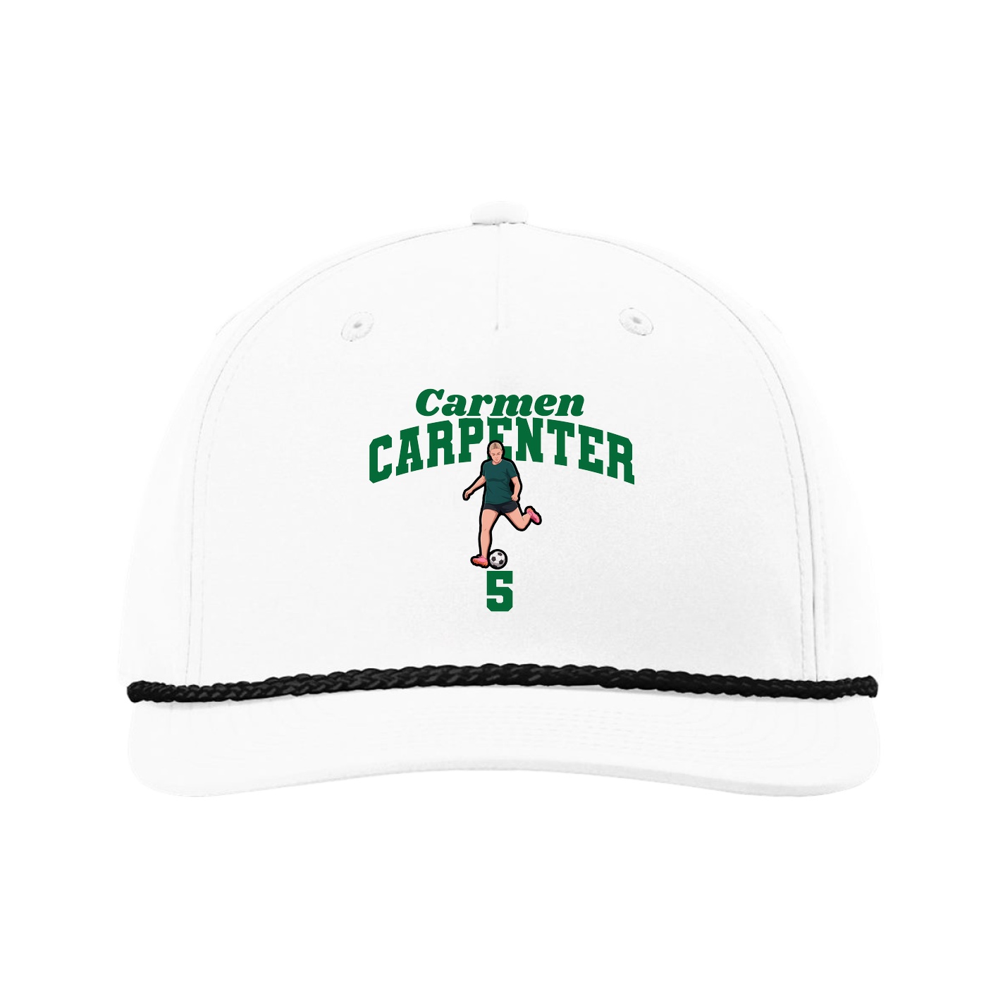 Five-Panel Classic Rope Cap — Signature Arch in White