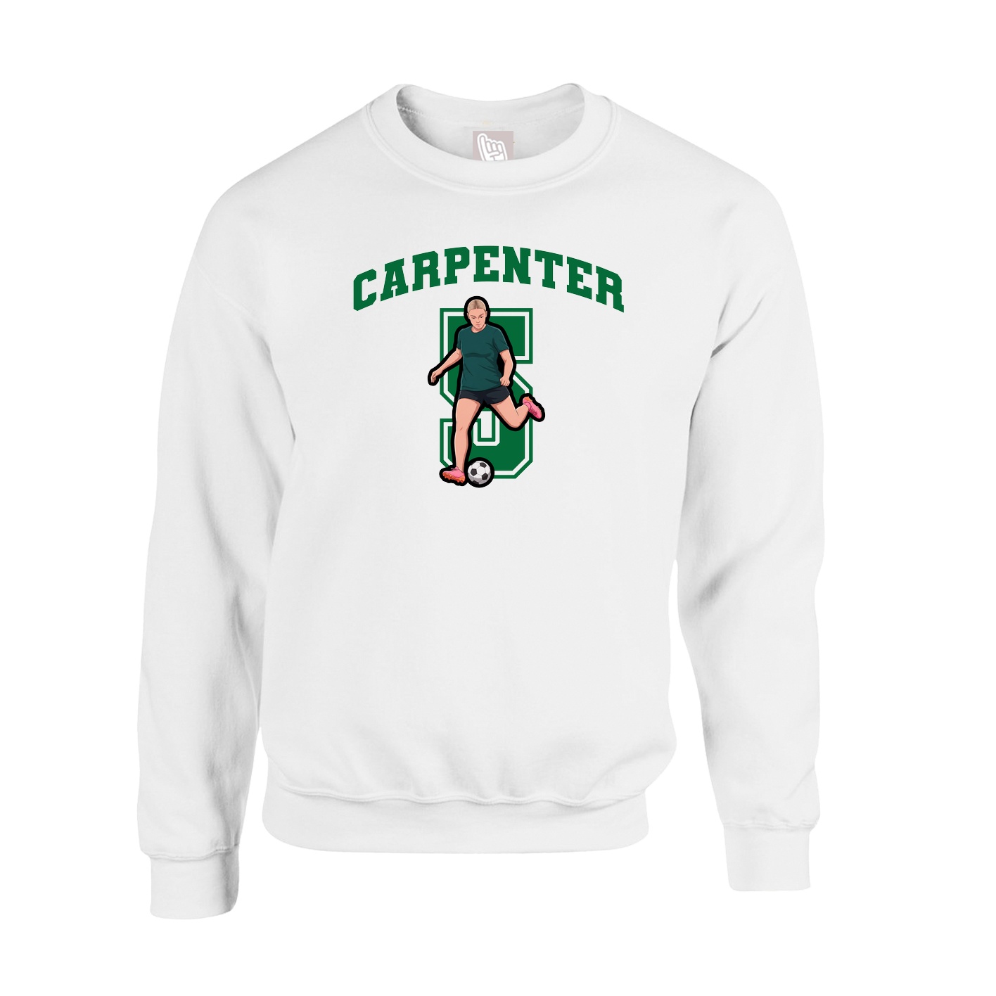 Fleece Crew — Number in White