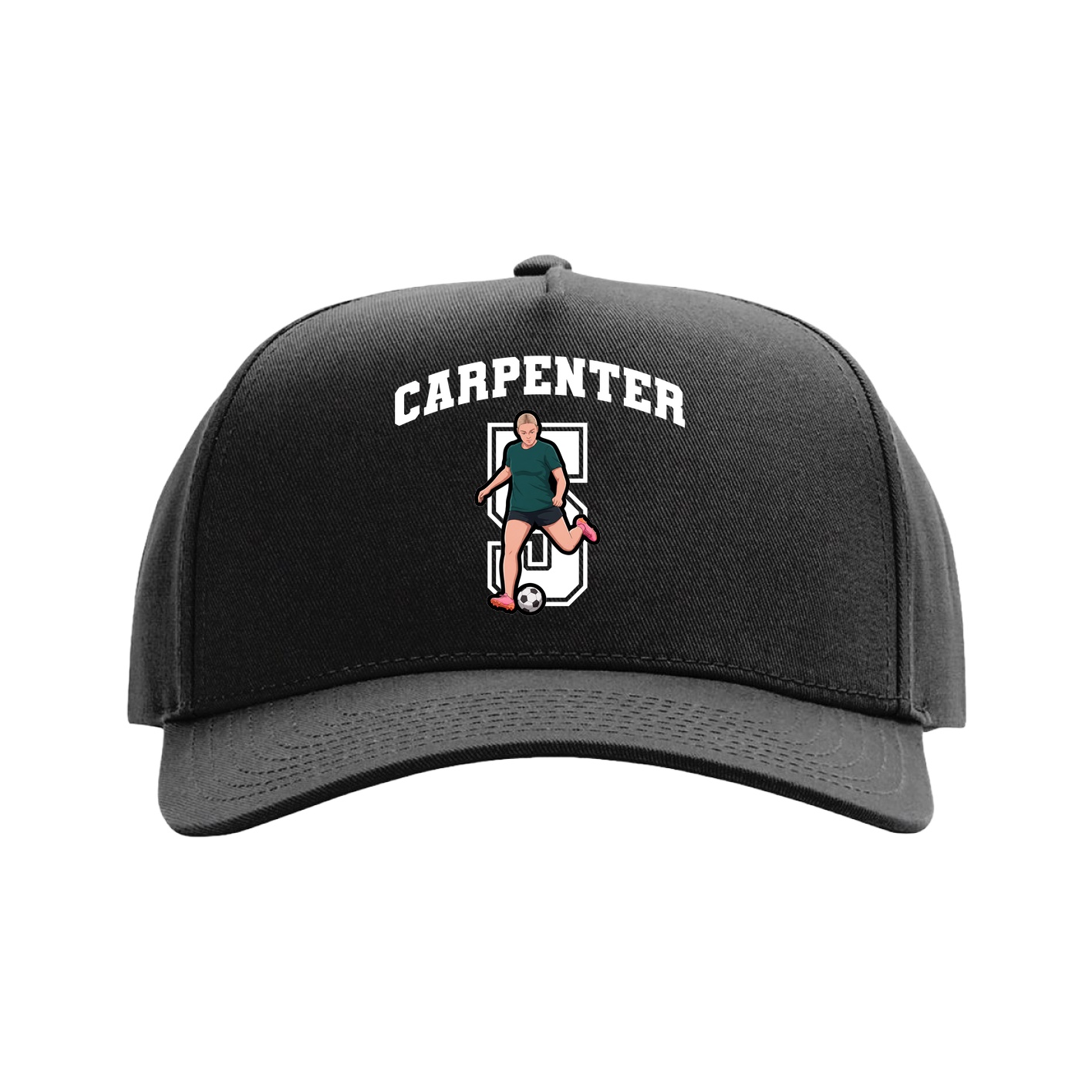 Full Fabric Five-Panel Champ Cap — Number in Black