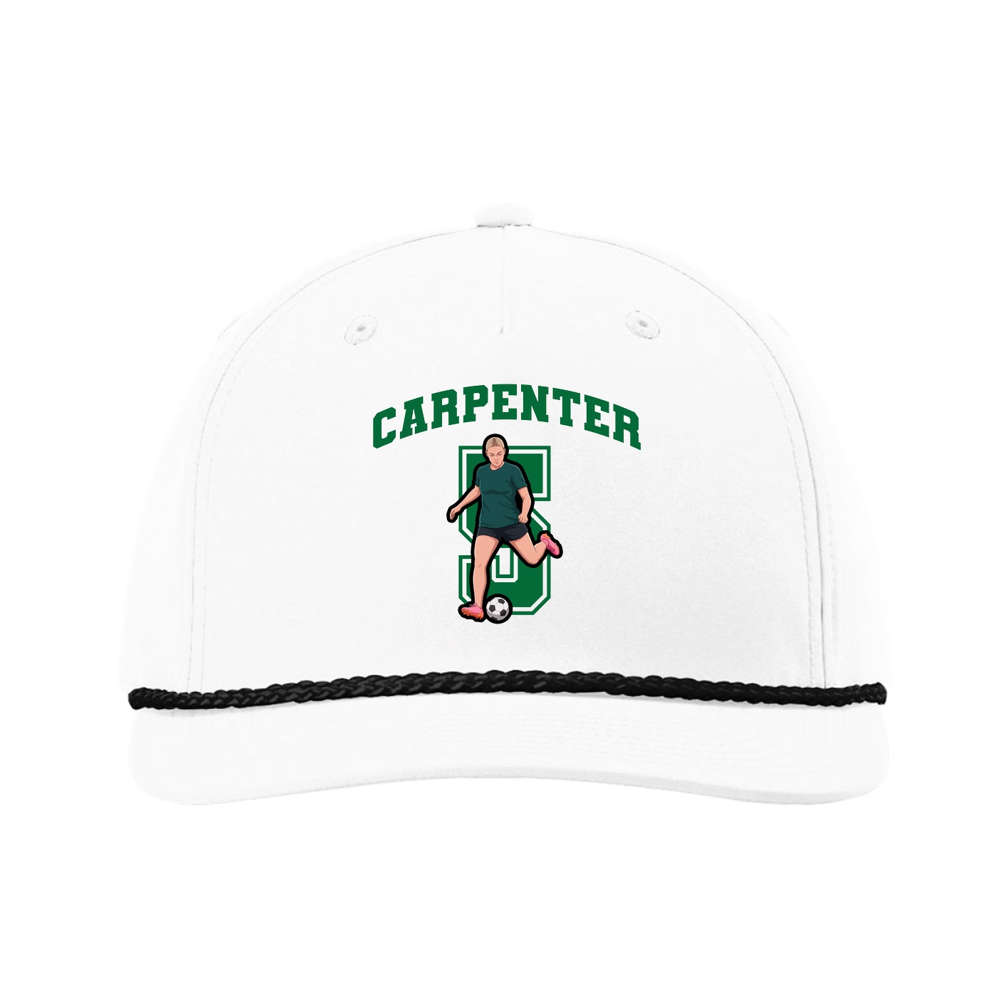 Five-Panel Classic Rope Cap — Number in White