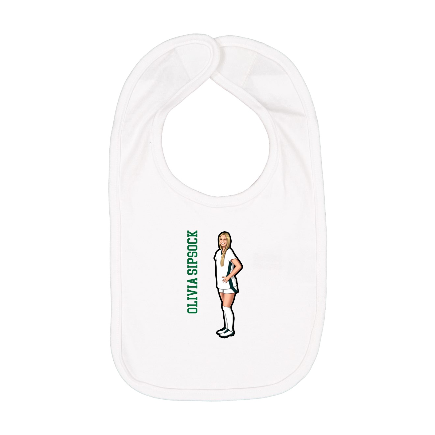 Infant Bib — Name Vertical in White